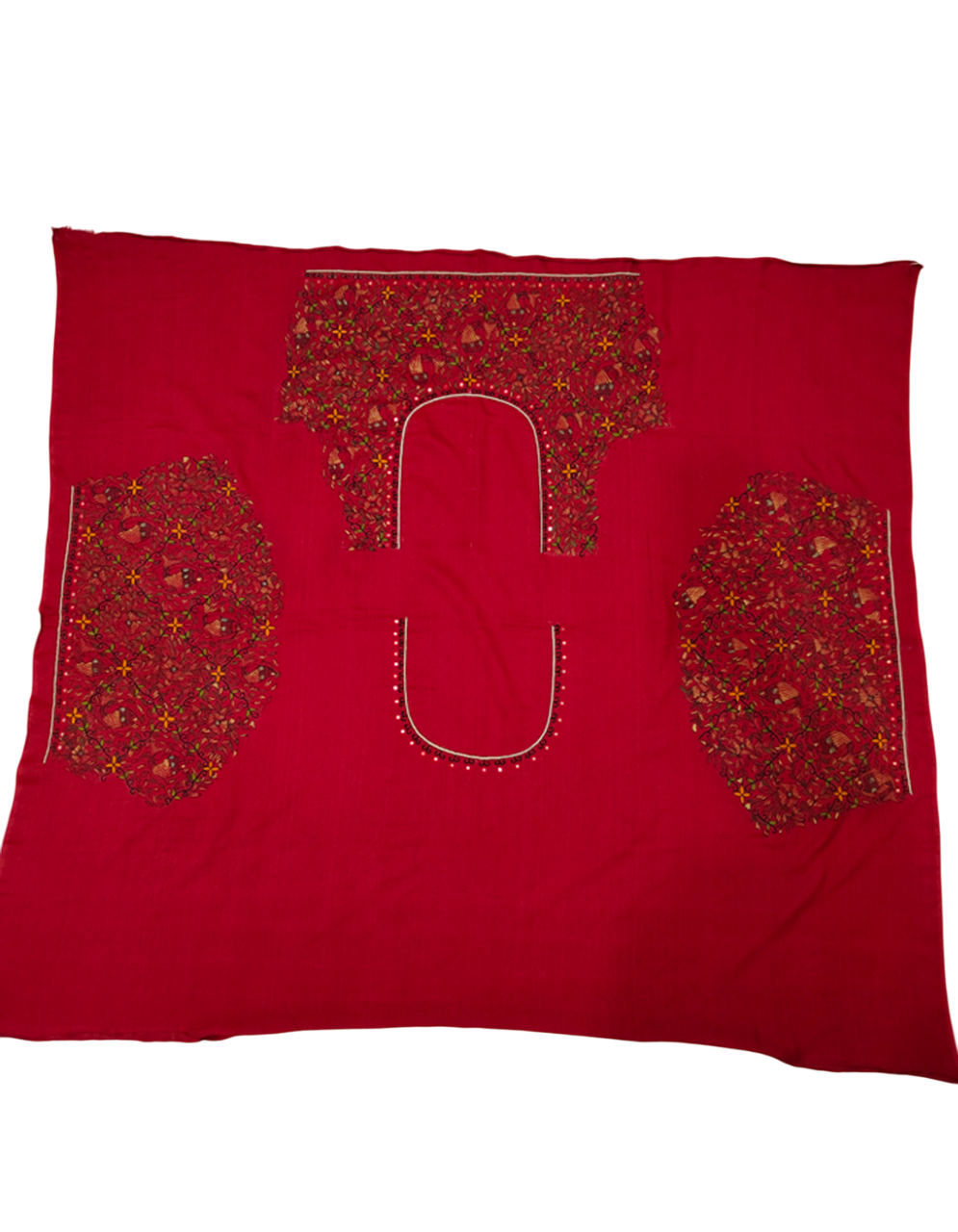 Handpainted Madhubani Blouse Piece on Half Tussar Silk - Maroon