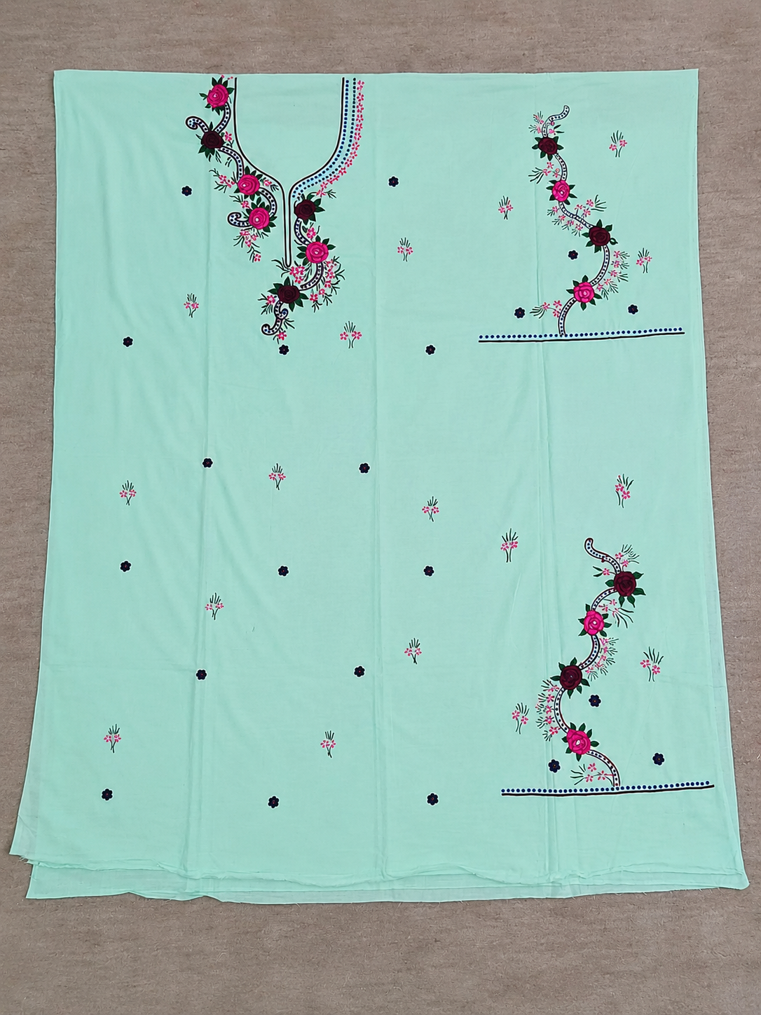 Gracefully Handpainted Suit Set with Ari Embroidery, Artistic Fabric Painting and Heritage-Inspired Dupatta Elegance