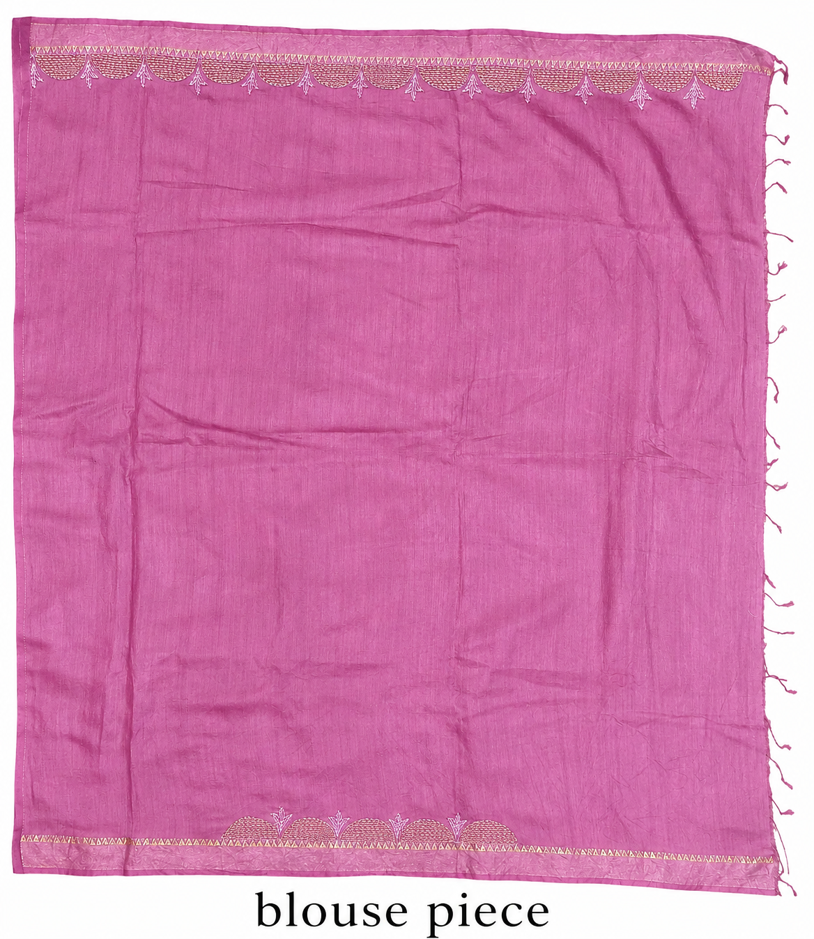 Hand-painted Tussar Munga Silk Saree with Sujani Embroidery & Gold Zari Border in Dusty Rose