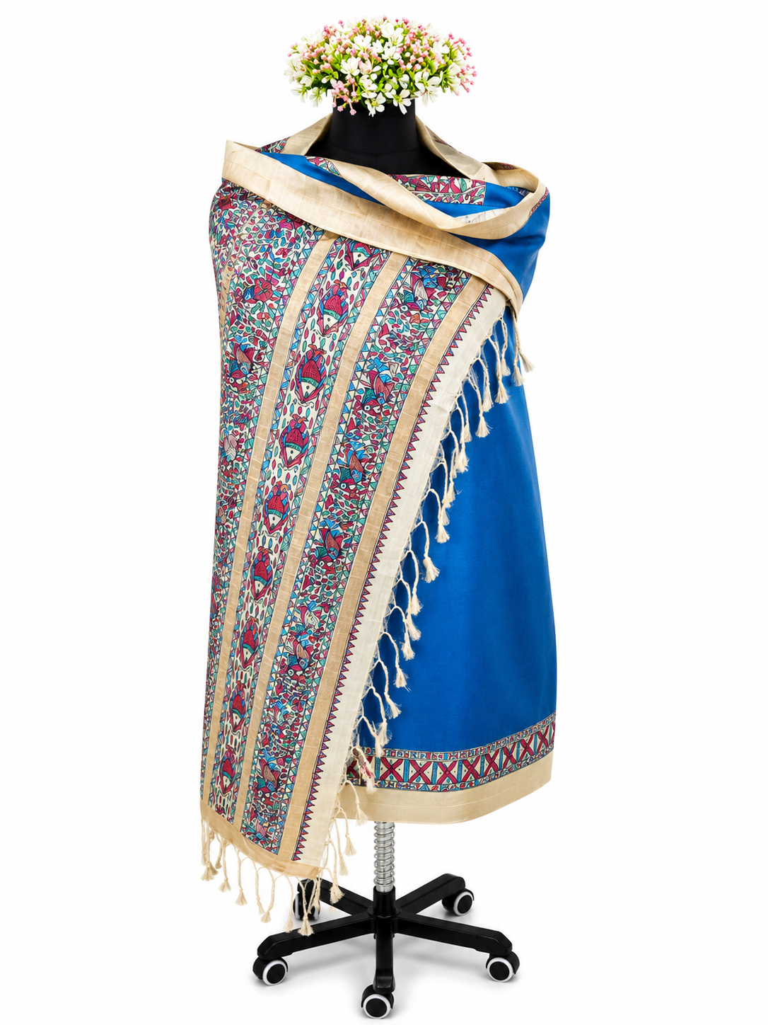 Hand-Painted Doli Ka Haar Madhubani Tussar Munga Silk Dupatta