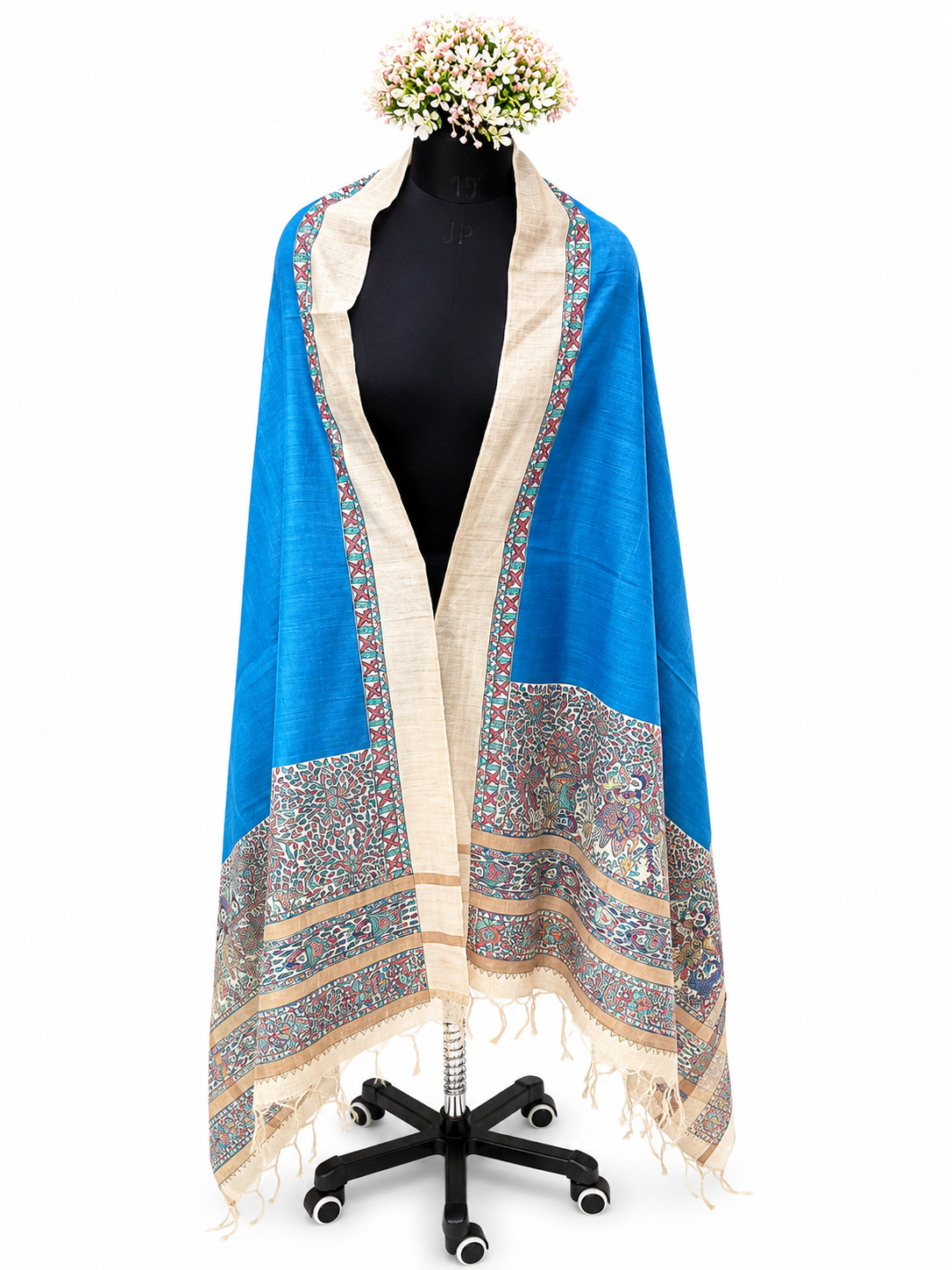 Hand-Painted Doli Ka Haar Madhubani Tussar Munga Silk Dupatta