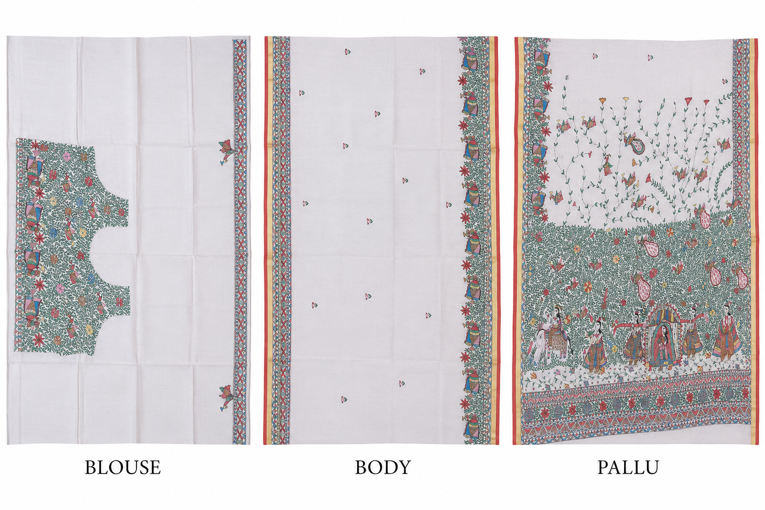 Hand-painted Organza Saree with Pearl Work - Doli Ka Haar