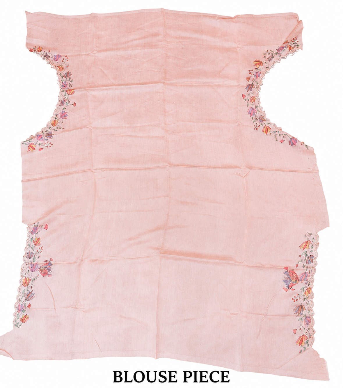Hand-painted Organza Madhubani Saree – Doli Ka Haar Theme with Cutdana Work & Scalloped Border