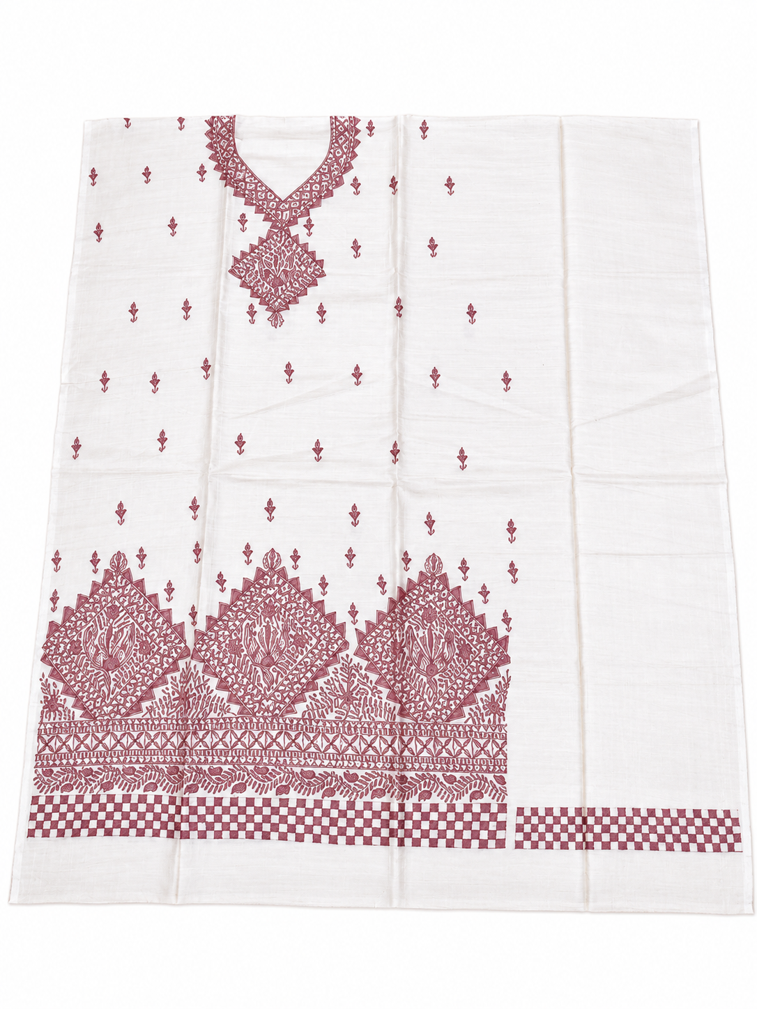 Hand Painted Madhubani Desi Tussar Silk Suit Set with Boutique Work Kurti and Matching Madhubani Bordered Dupatta