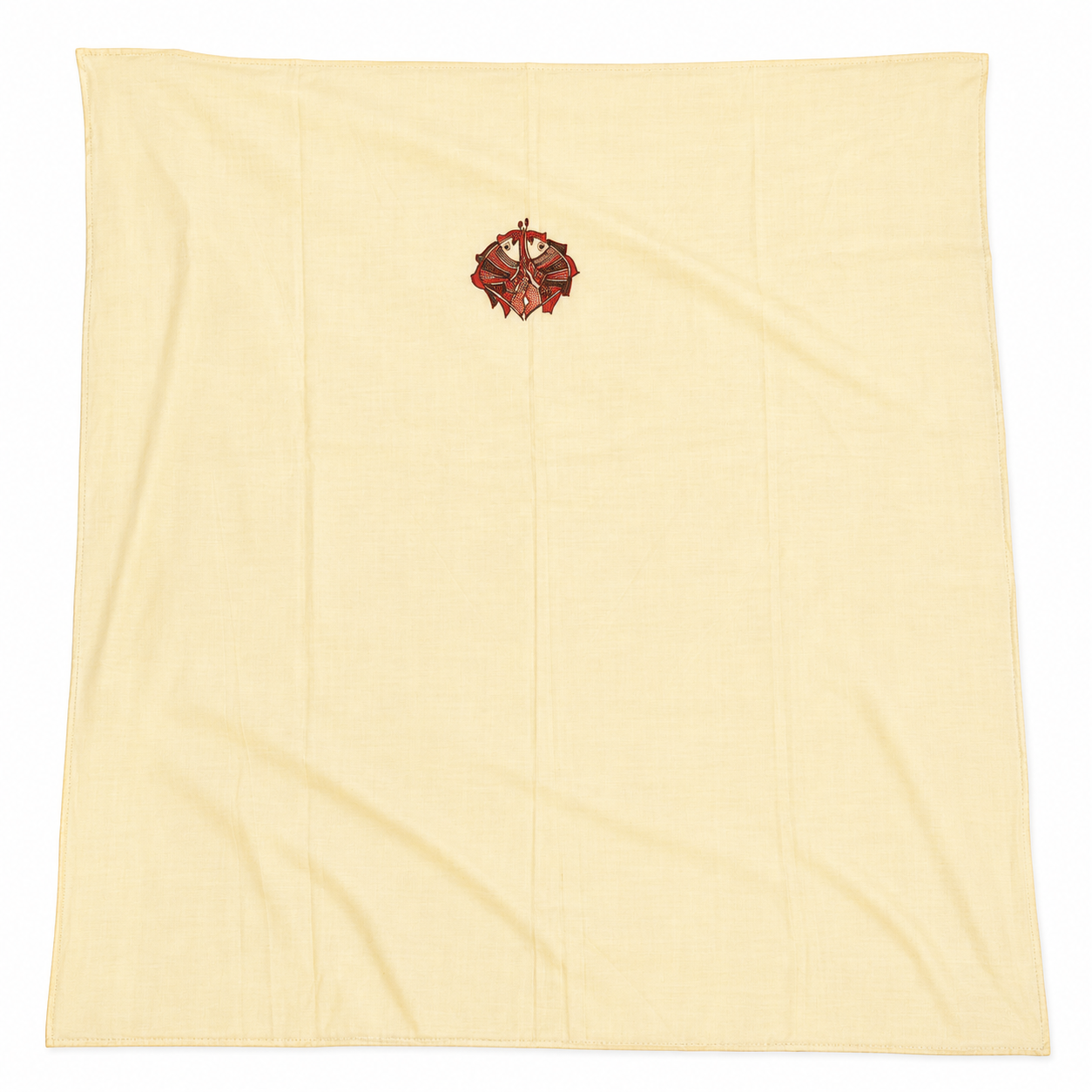 Hand-painted Madhubani Chanderi Suit Set with Artistic Panel Detailing, Aquatic-Inspired Madhubani Artwork and Designer Dupatta with Tassel Finish