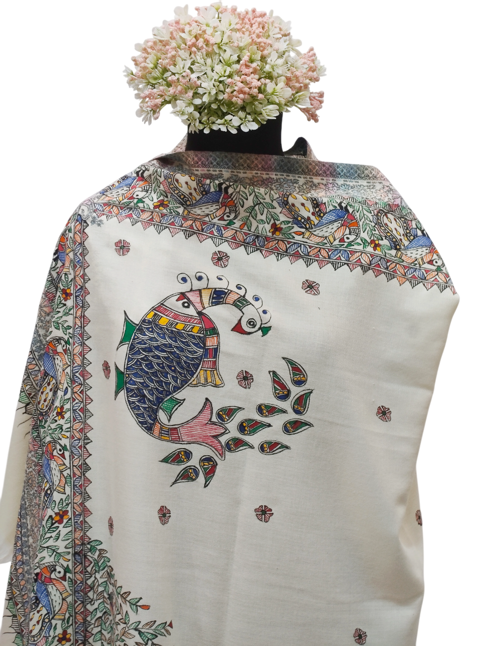 Handpainted Madhubani Pashmina Shawl – A Timeless Masterpiece