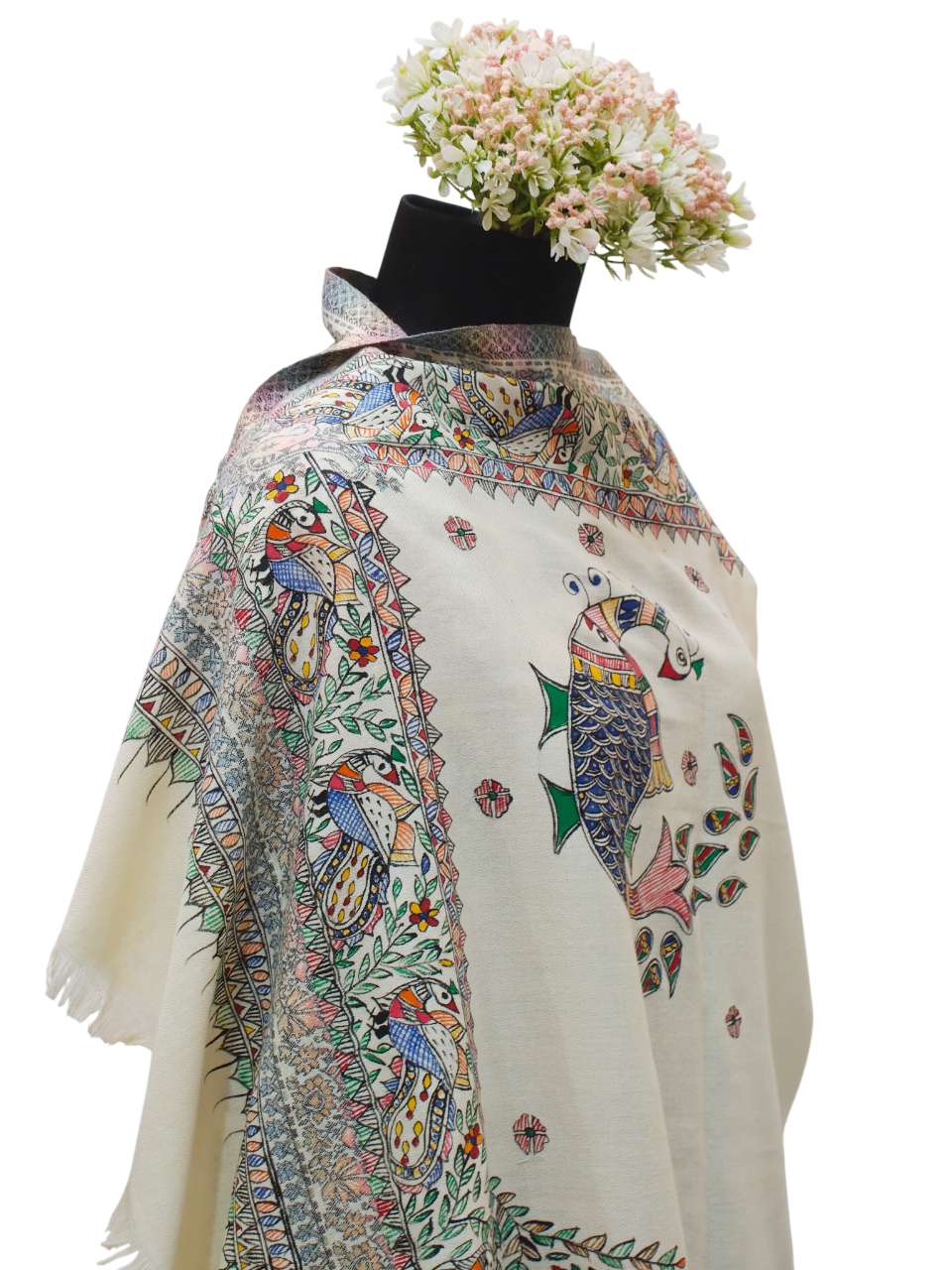 Handpainted Madhubani Pashmina Shawl – A Timeless Masterpiece
