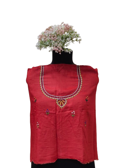 Handpainted Elegance: Madhubani Blouse Piece on Half Tussar Silk