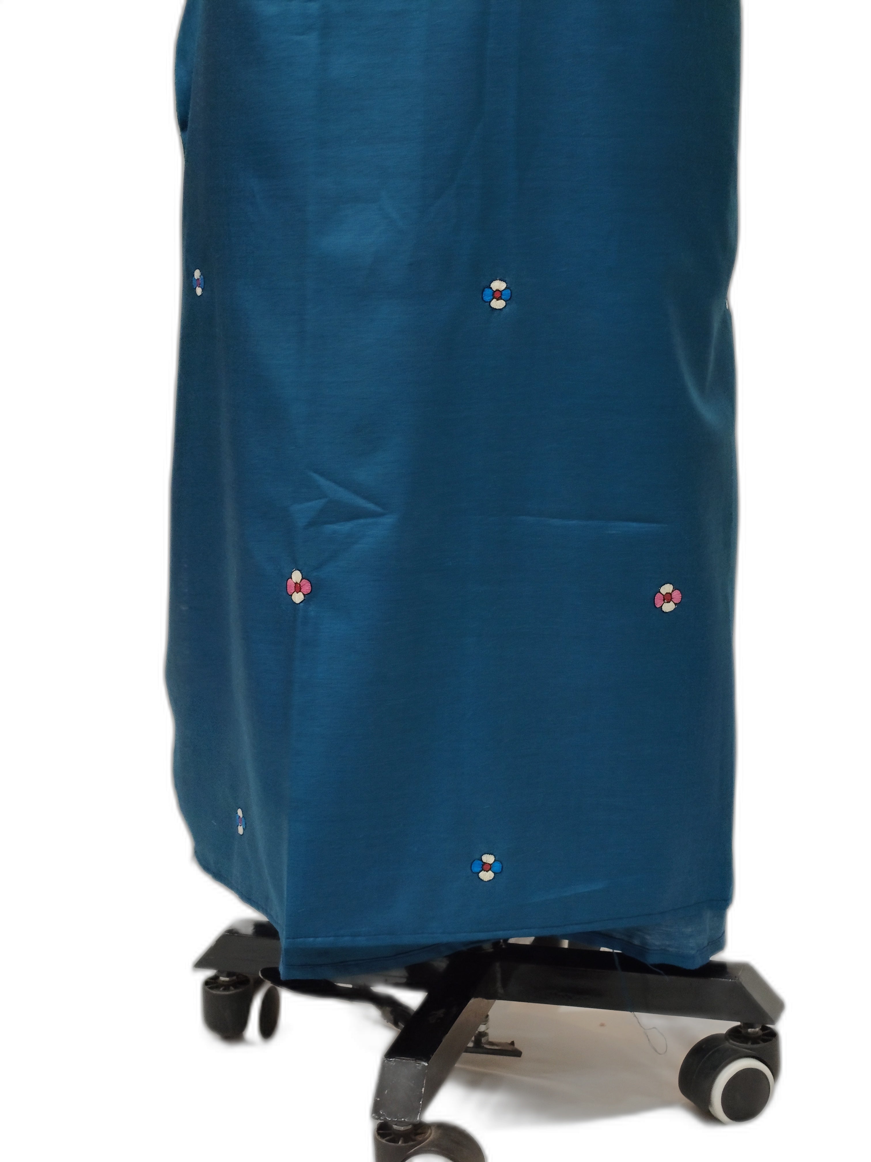 Hand-Embroidered Unstitched Kurti on Tussar Munga Silk – Teal