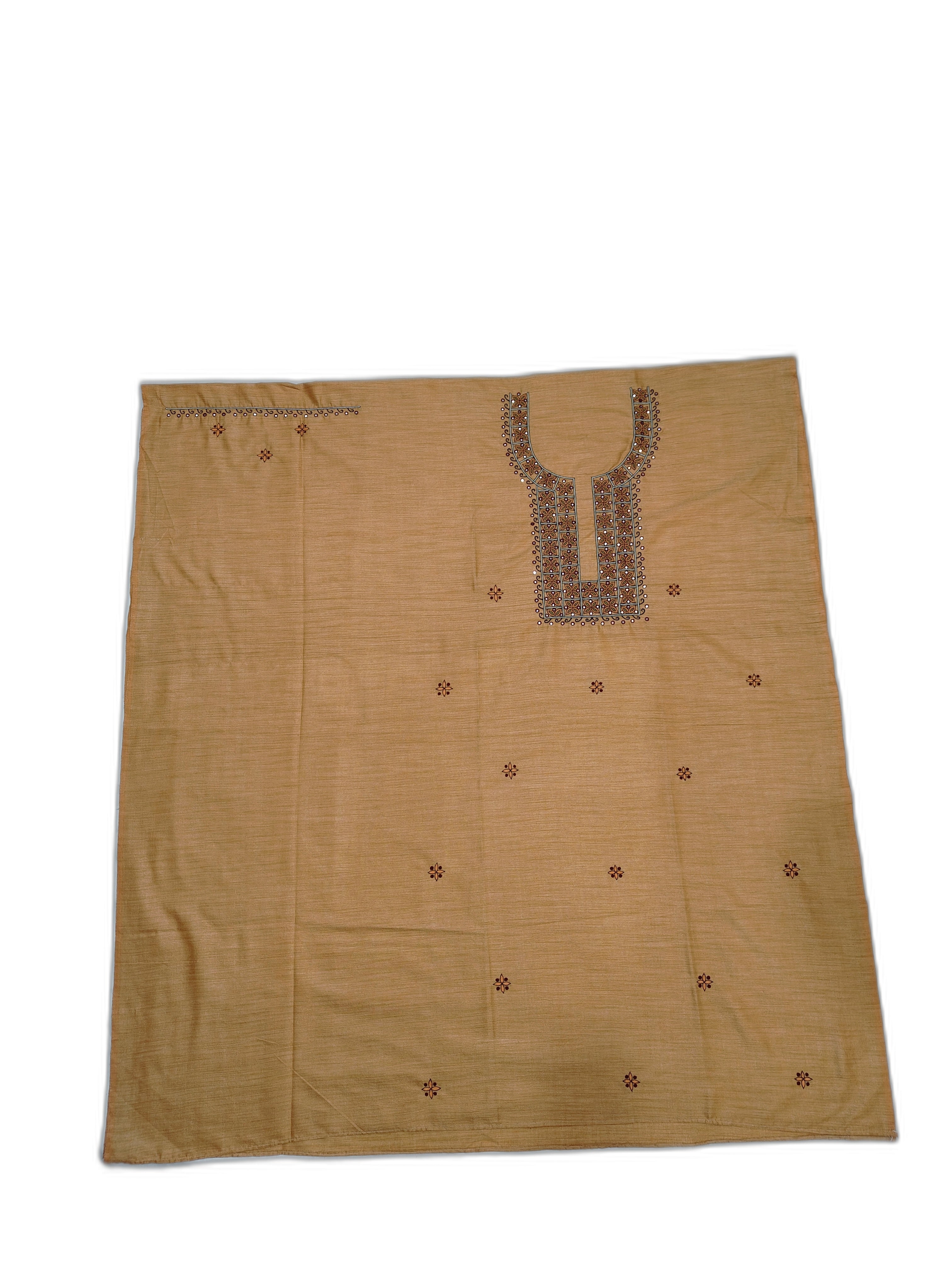 Hand Embroidery (AARI WORK) Khadi Silk Unstitched Kurti – Tangerine