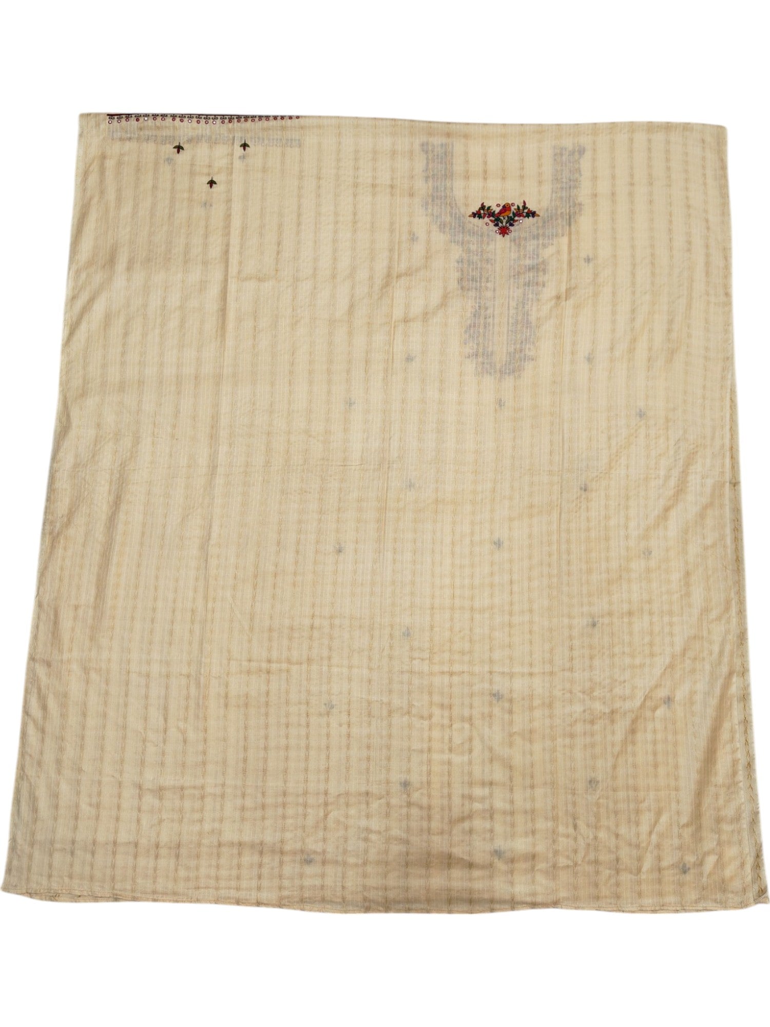 Hand-Embroidered Unstitched Kurti on Cotton Silk