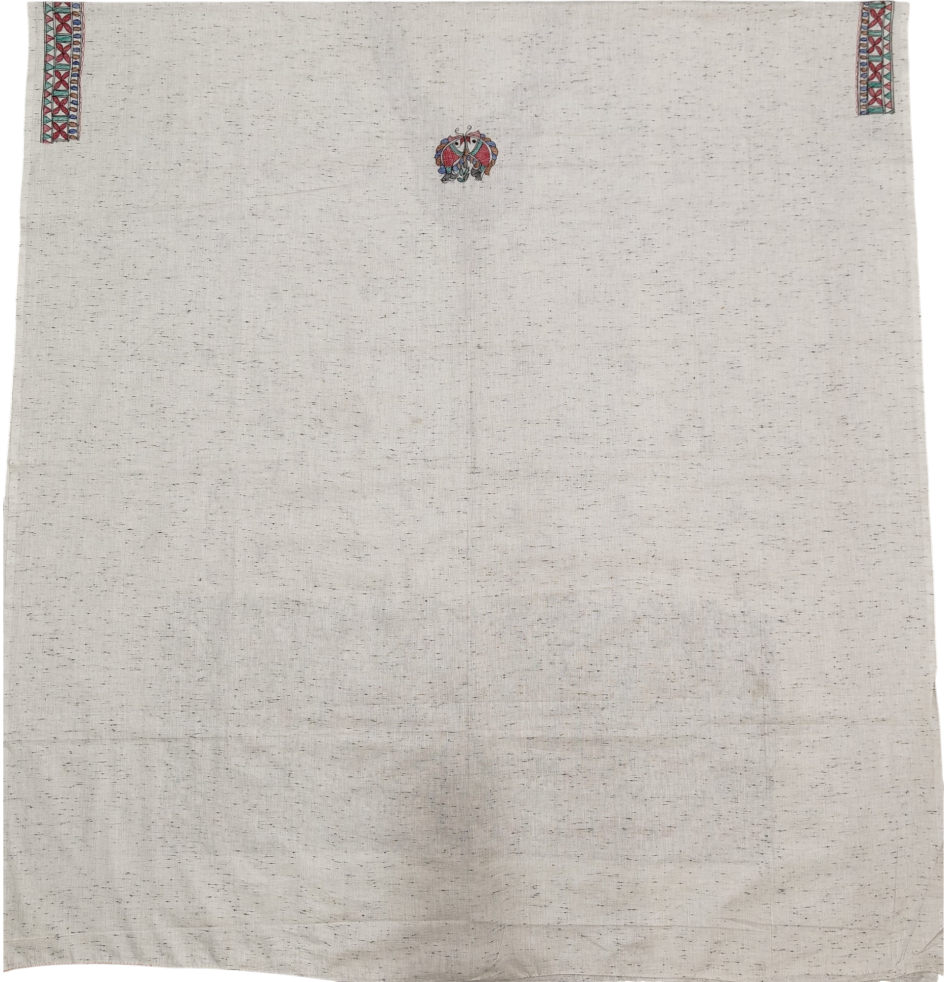 Hand-Painted Madhubani Unstitched  Cotton Suit Set with Chanderi Dupatta