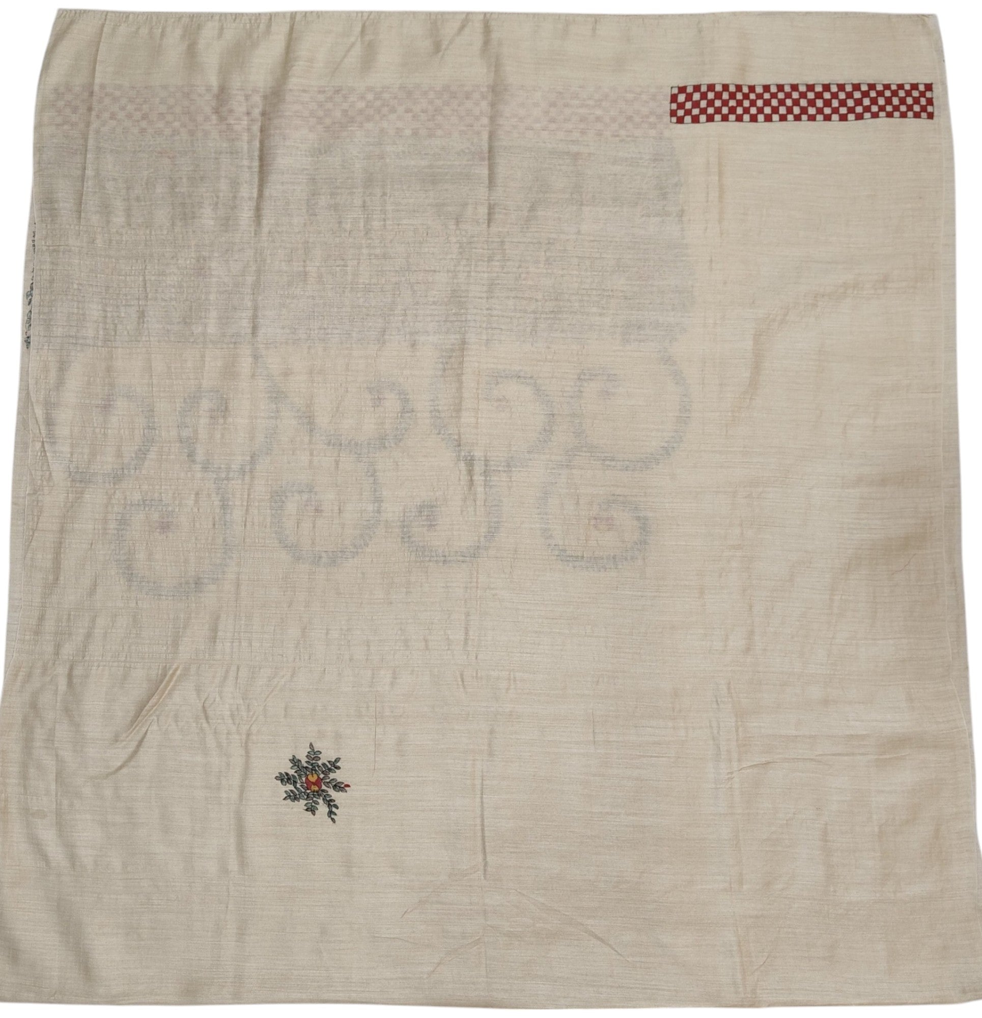 Hand-Painted Unstitched Tussar Munga Silk Kurti & Dupatta Set - Floral and Fauna