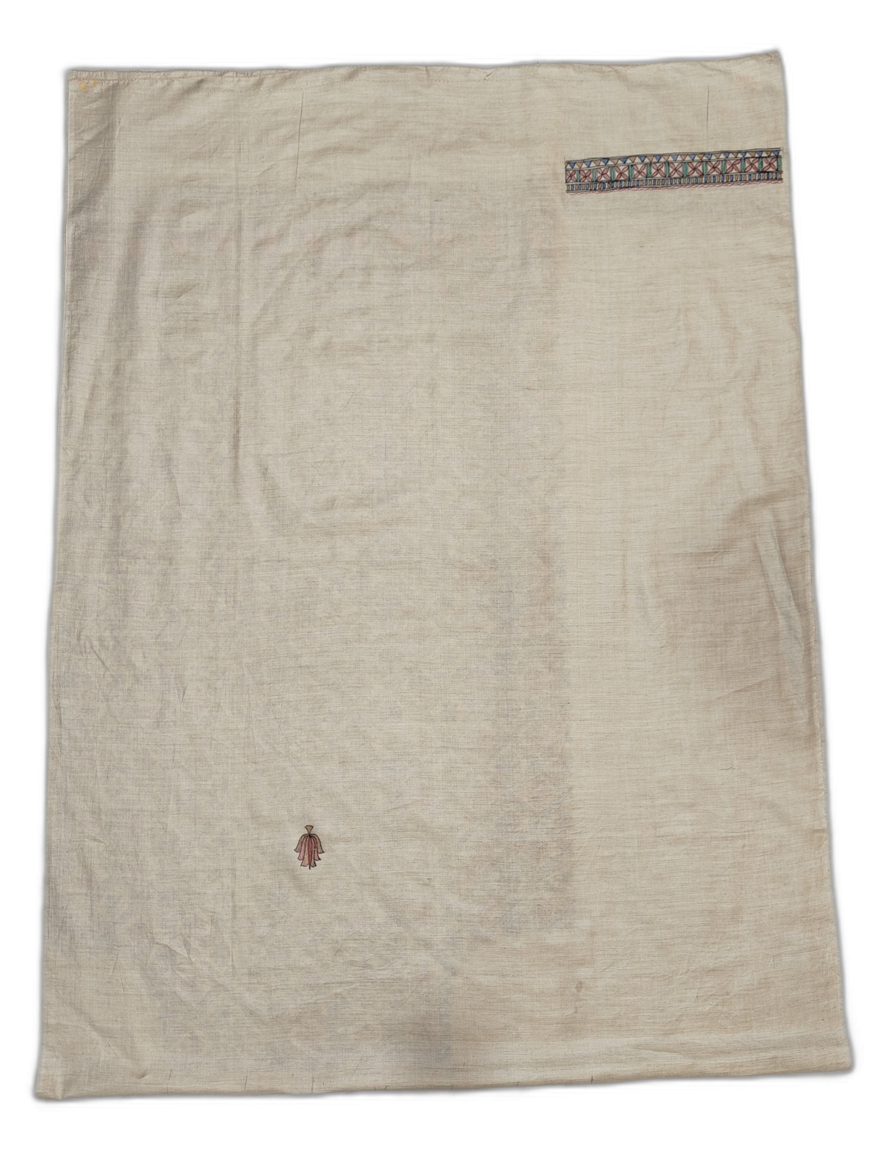 Hand painted All Over Madhubani Unstitched Suit Set on Tussar Munga Silk