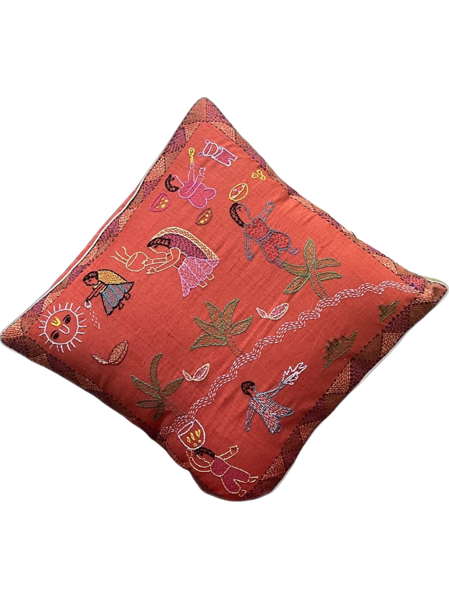 HAND-CRAFTED SUJNI RUST CUSHION COVER