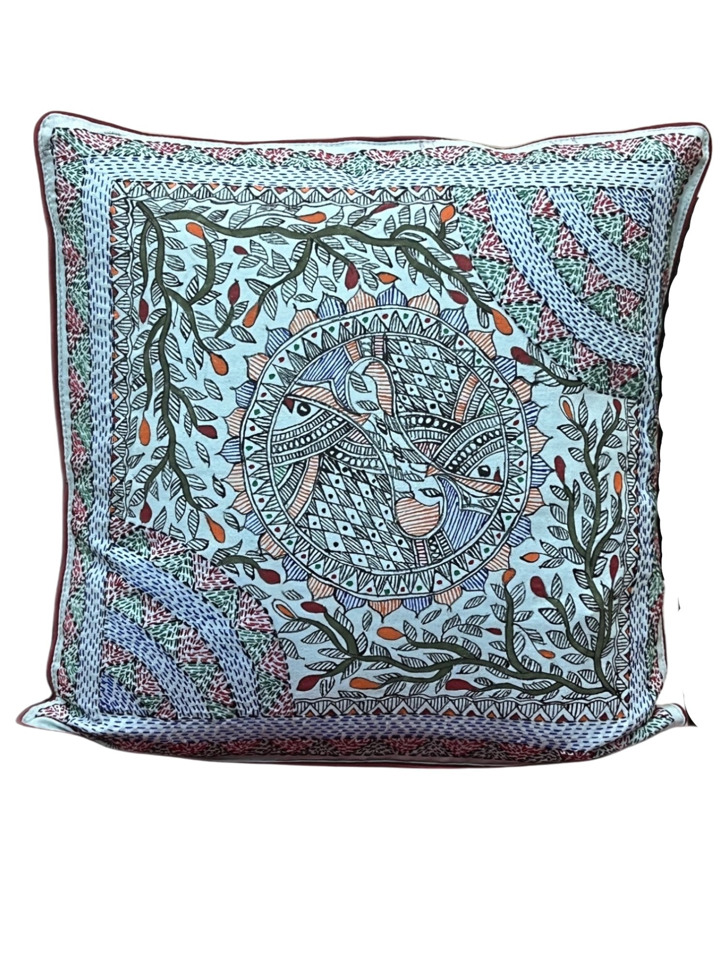 MADHUBANI AND SUJANI HAND-CRAFTED CUSHION COVER