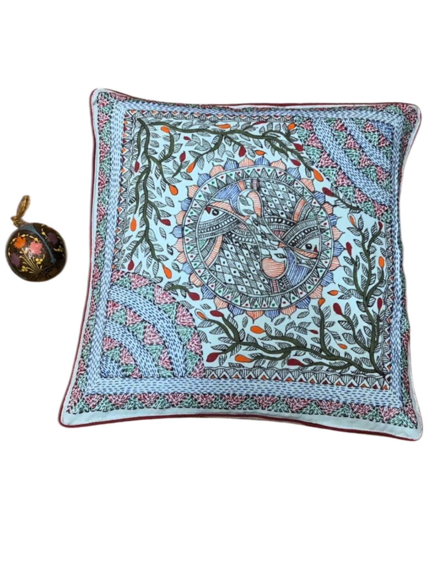 MADHUBANI AND SUJANI HAND-CRAFTED CUSHION COVER