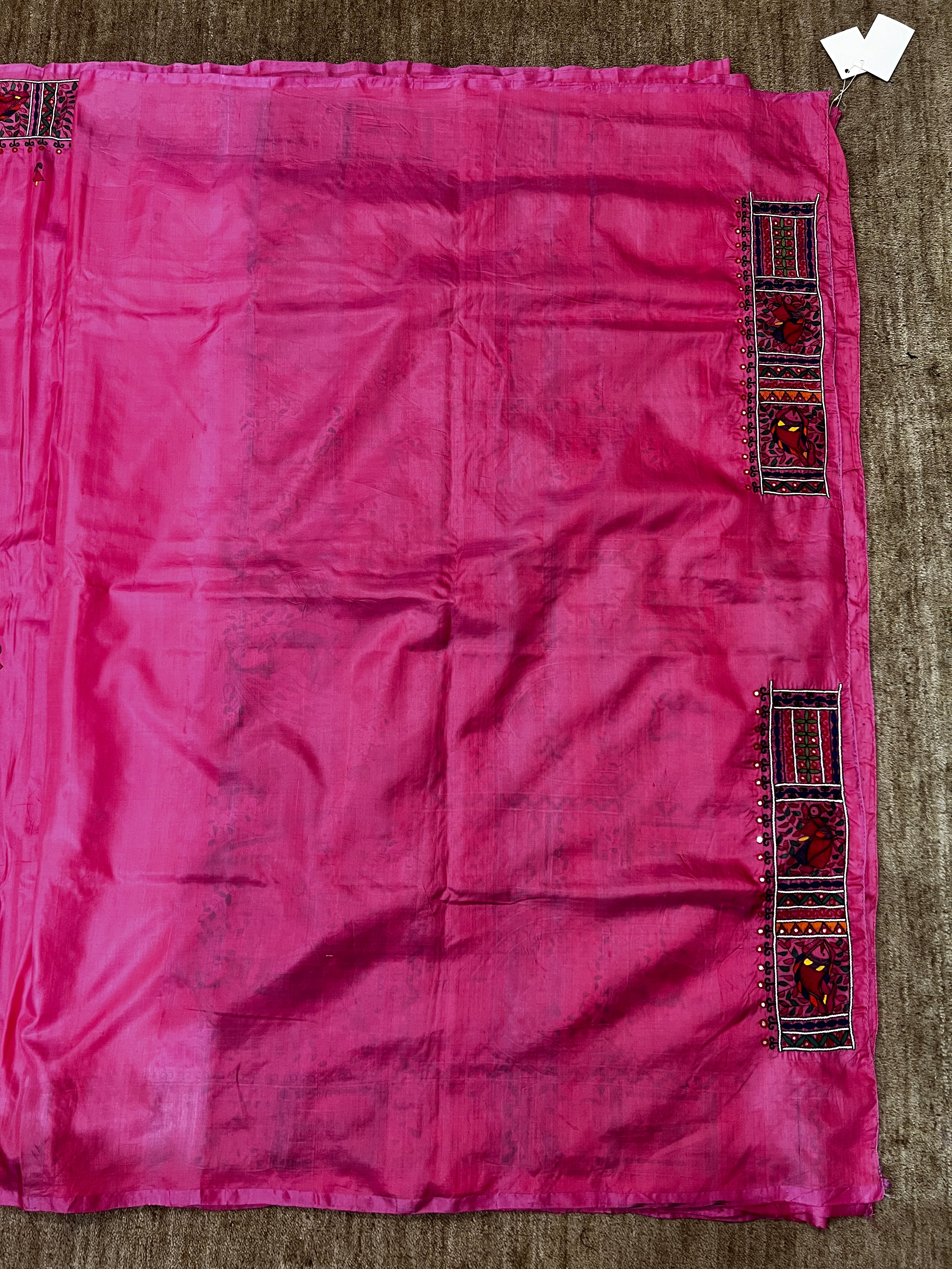 Hand-embroidery (AARI WORK) Hand-painted Murshidabad Silk Saree