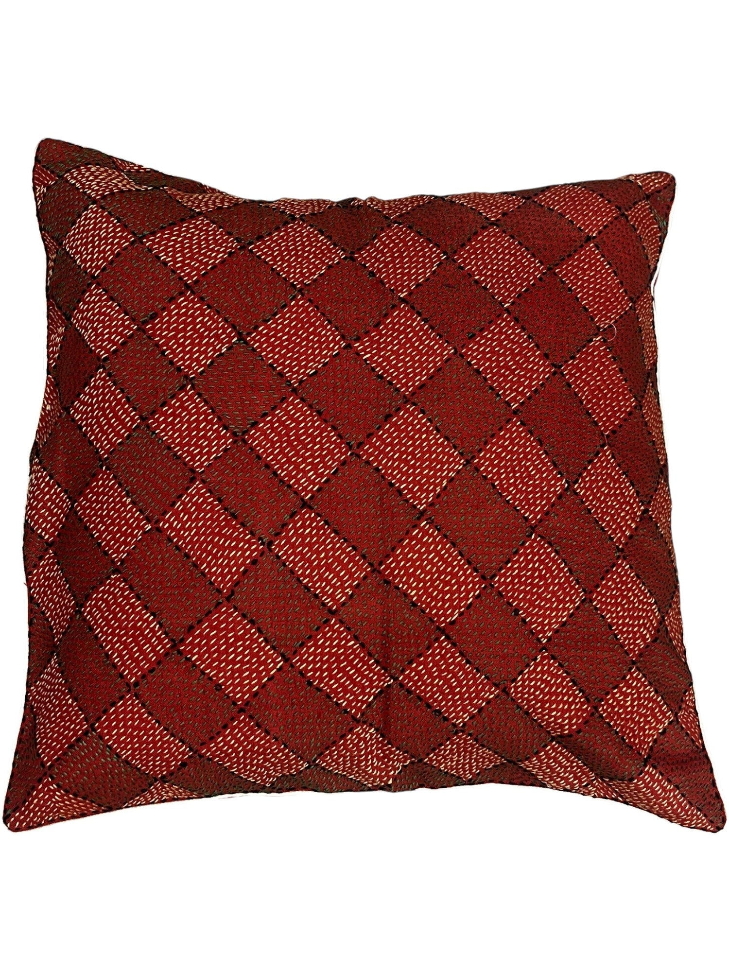 HAND-CRAFTED RUST GREEN GEOMETRIC CUSHION COVER