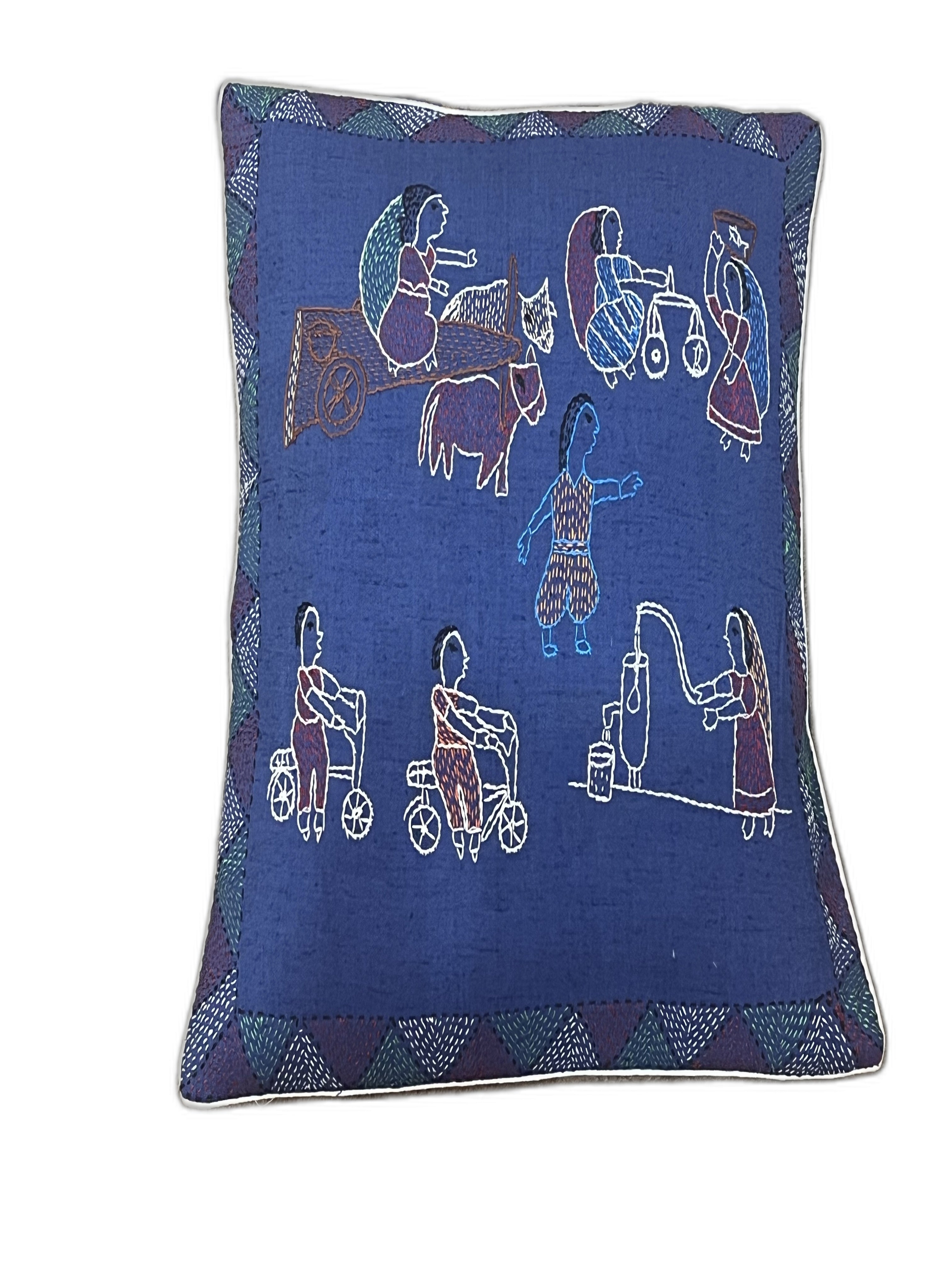 HAND-CRAFTED SUJNI RURAL LIFE CUSHION COVER