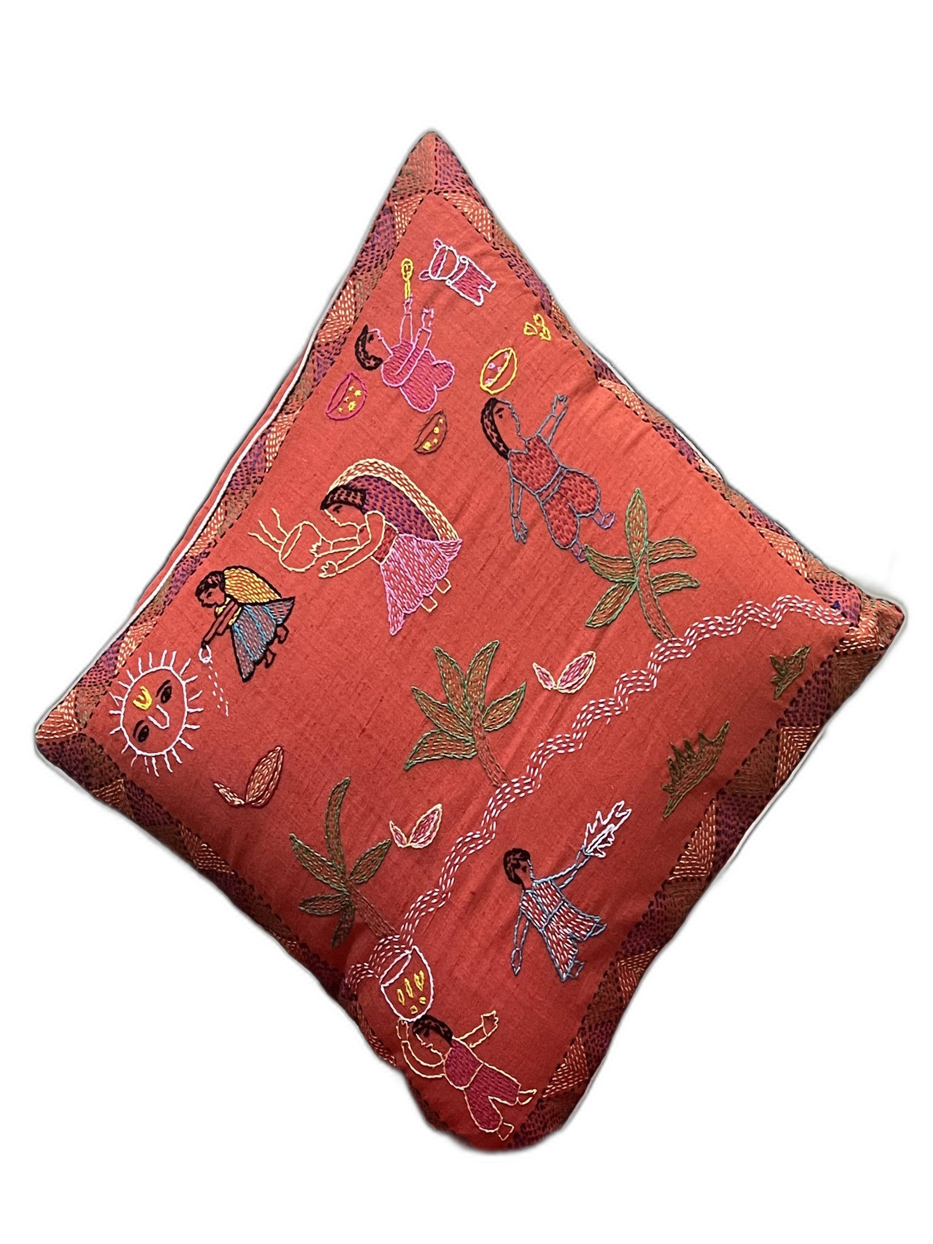 HAND-CRAFTED SUJNI RUST CUSHION COVER