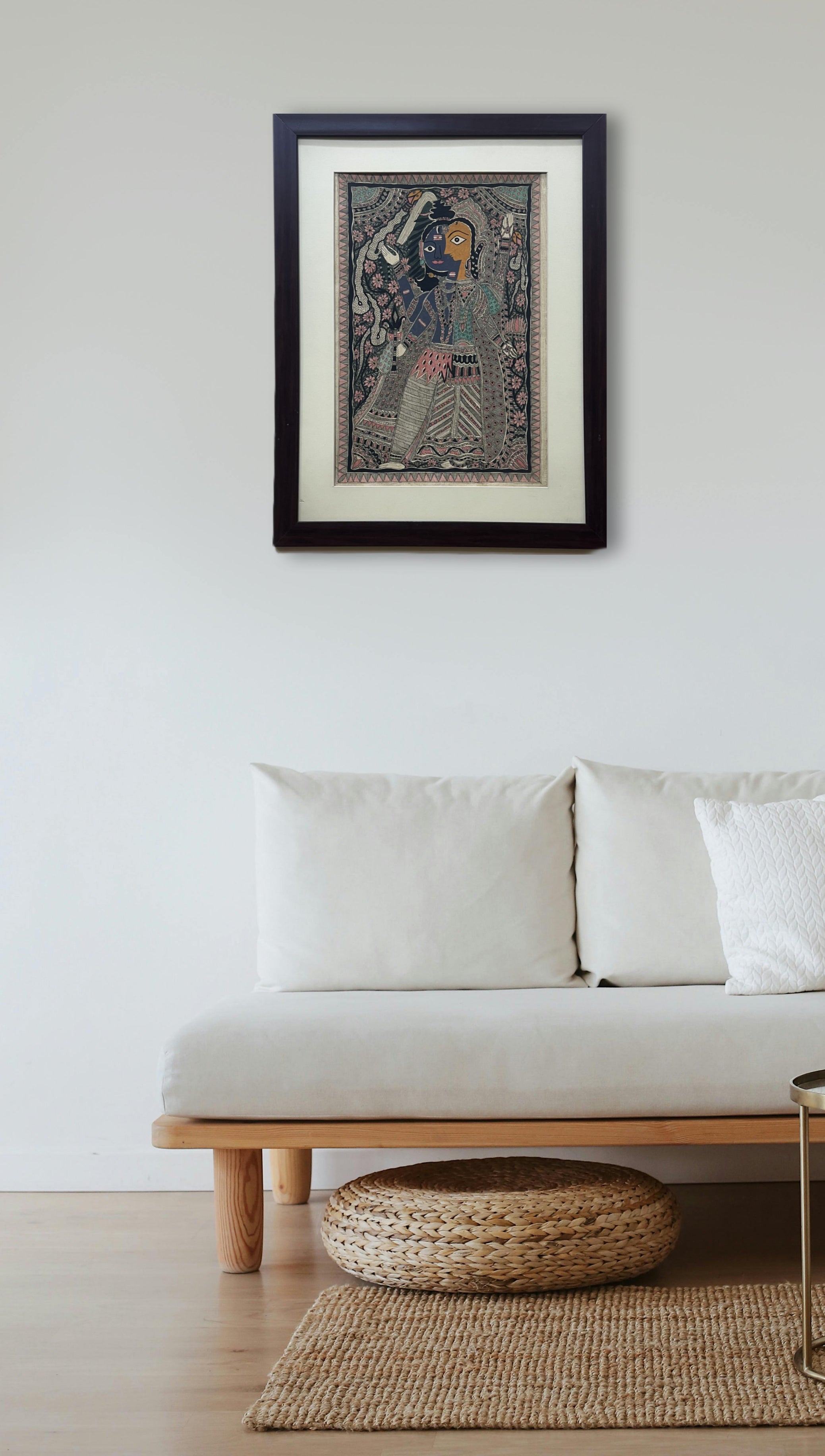 Handpainted Madhubani Painting on Handmade Paper - Ardhanarishvara