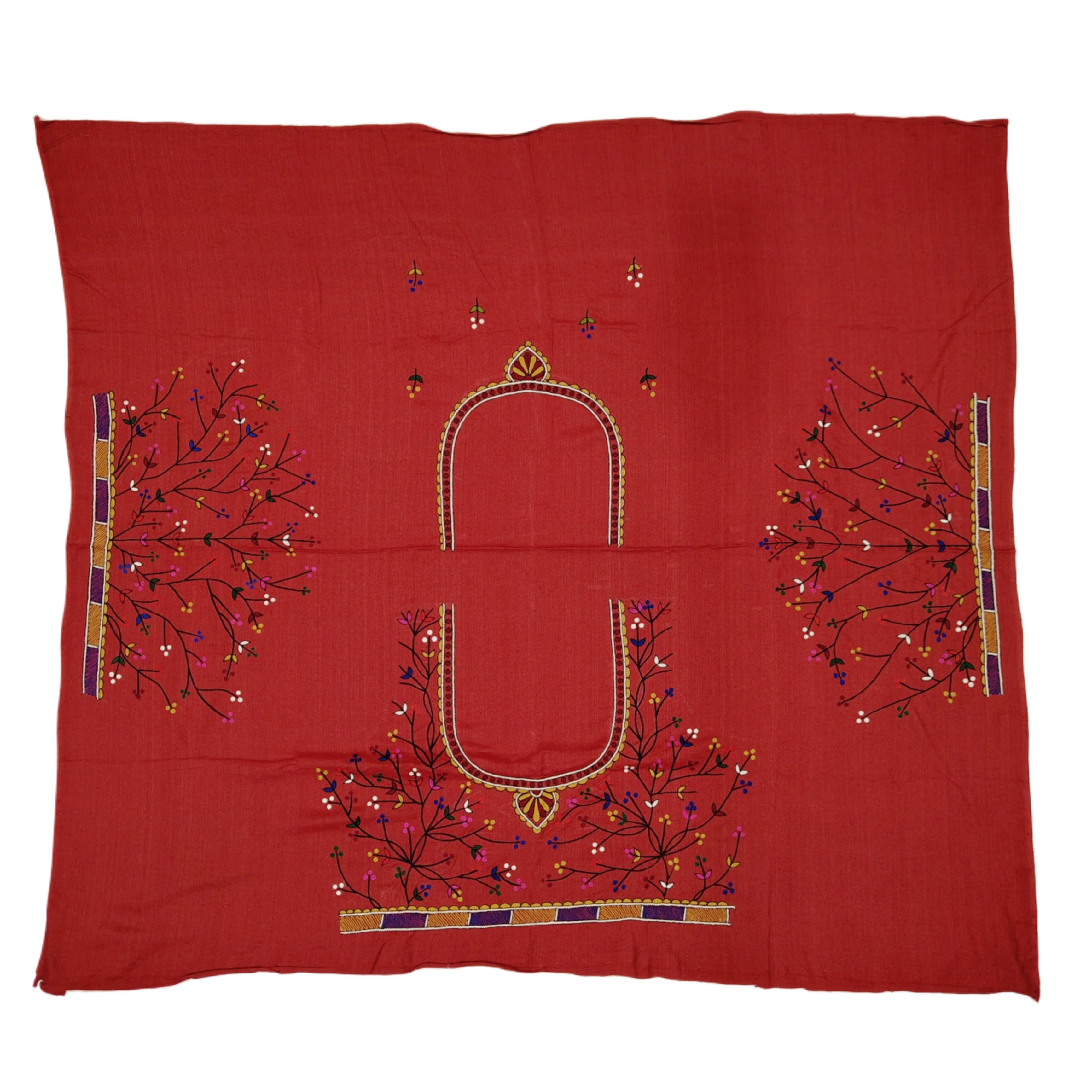 Handpainted Elegance: Madhubani Blouse Piece on Half Tussar Silk