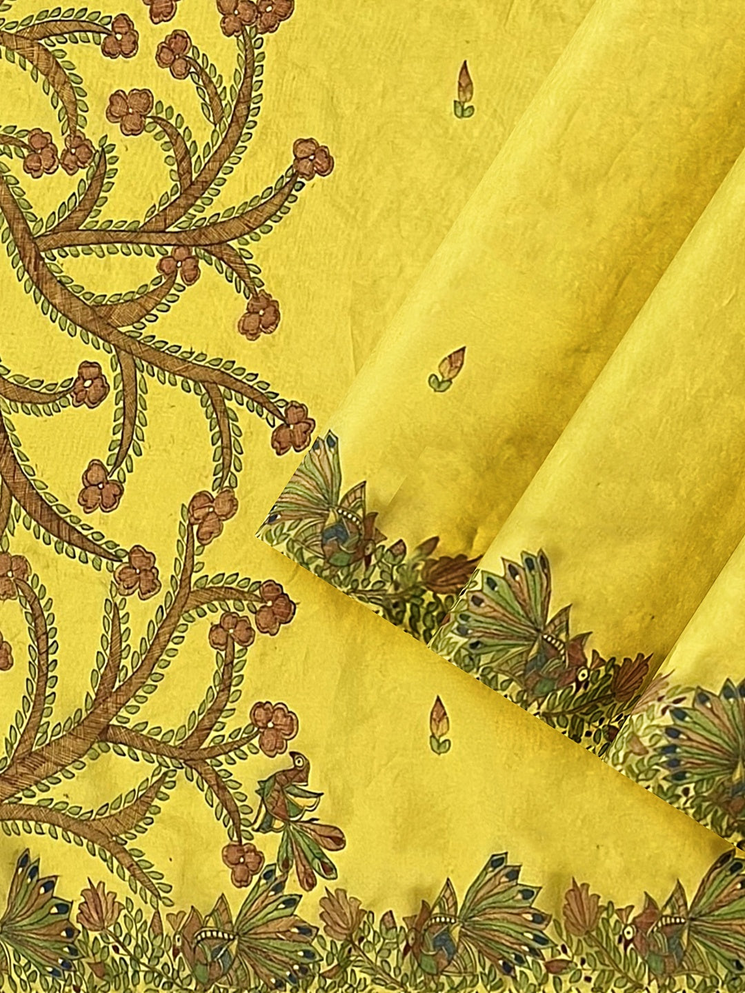 Hand-Painted Madhubani Mayur Saree