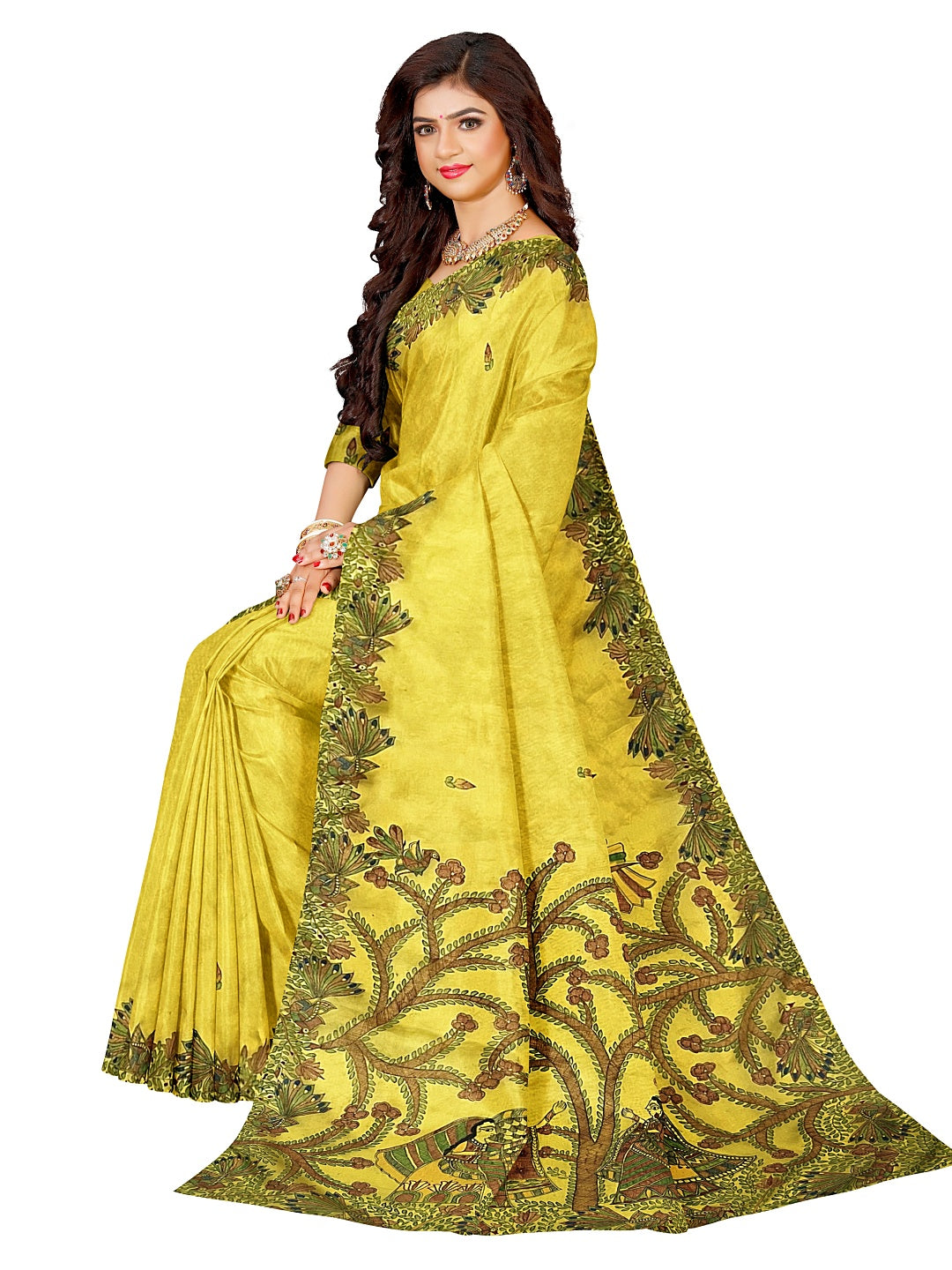 Hand-Painted Madhubani Mayur Saree