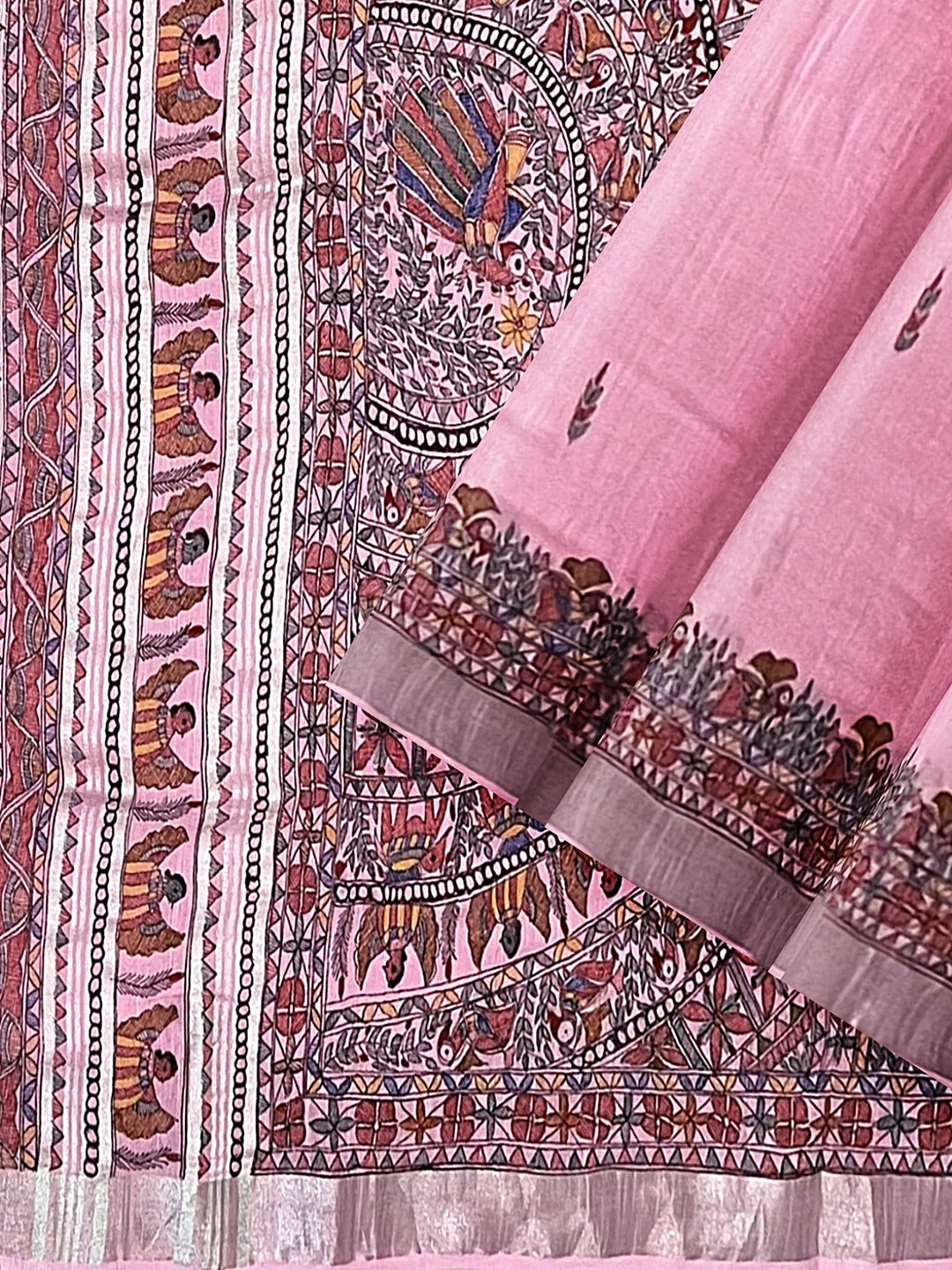 Hand-Painted Madhubani Mayur Saree
