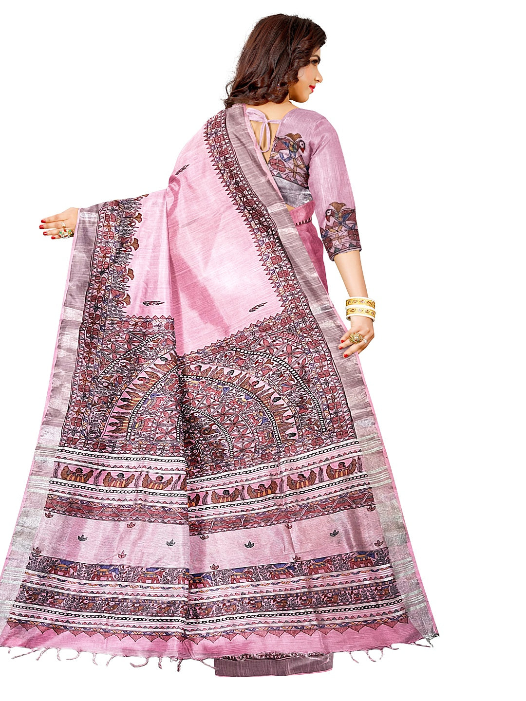 Hand-Painted Madhubani Mayur Saree