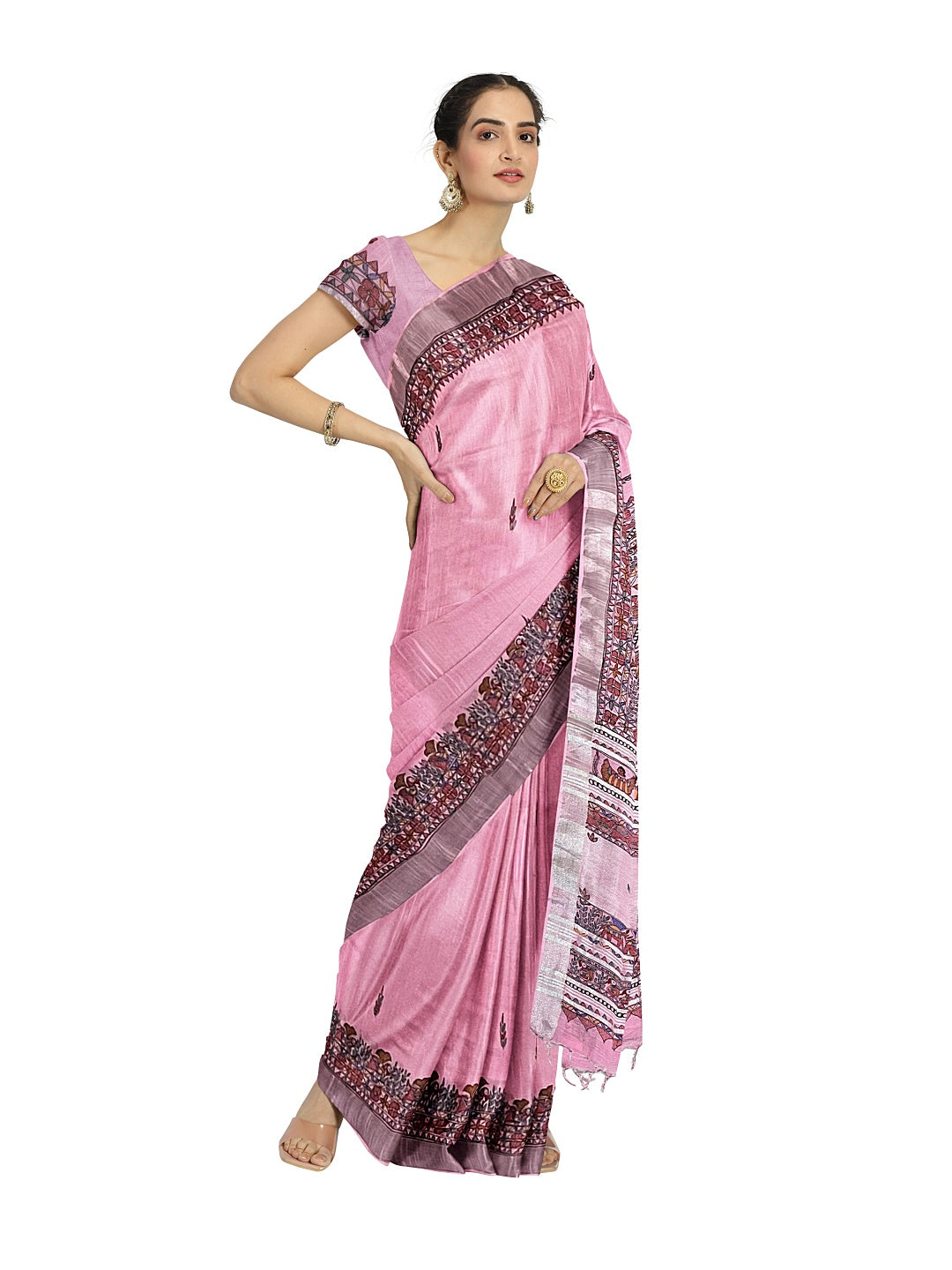 Hand-Painted Madhubani Mayur Saree