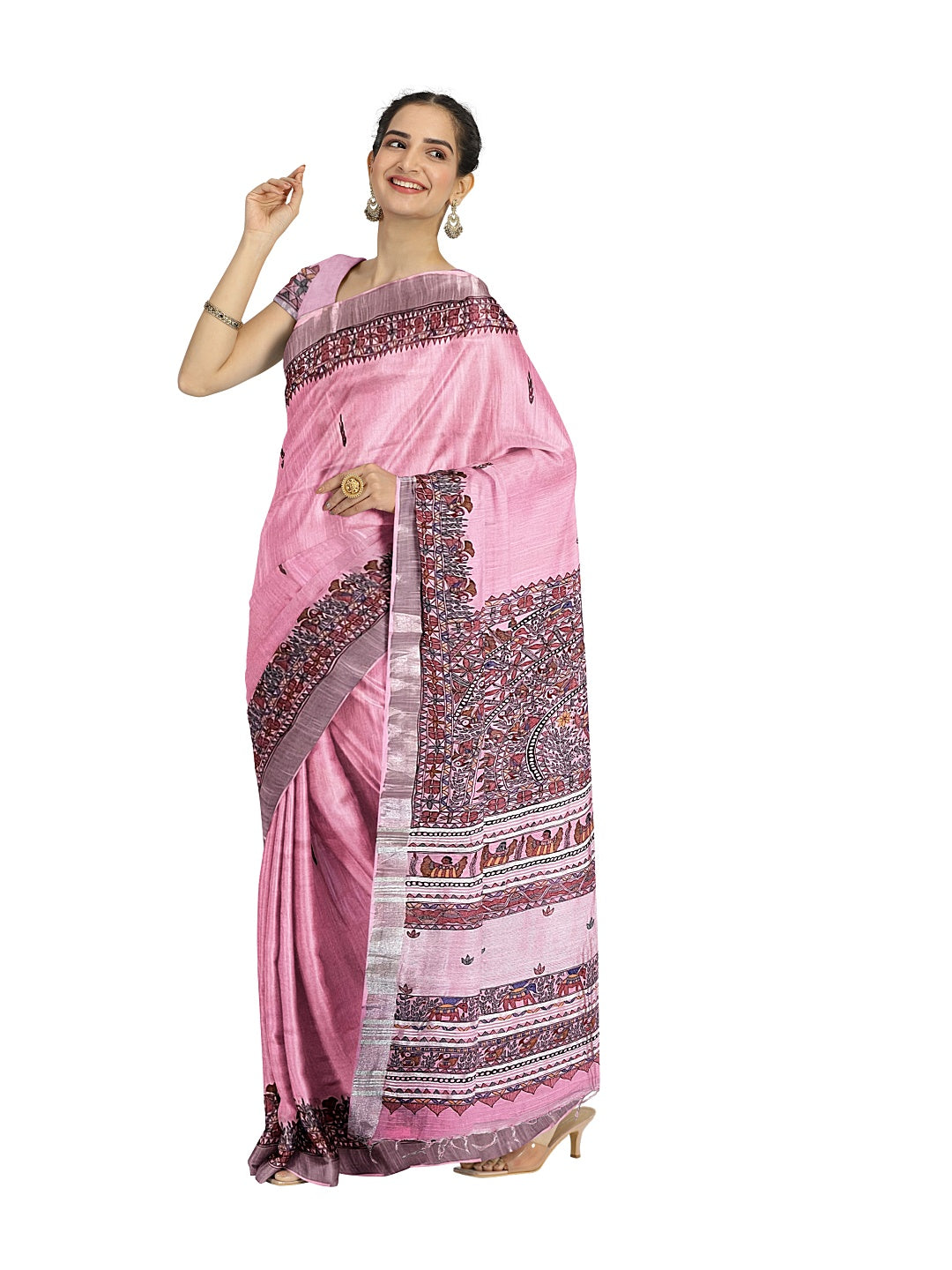 Hand-Painted Madhubani Mayur Saree