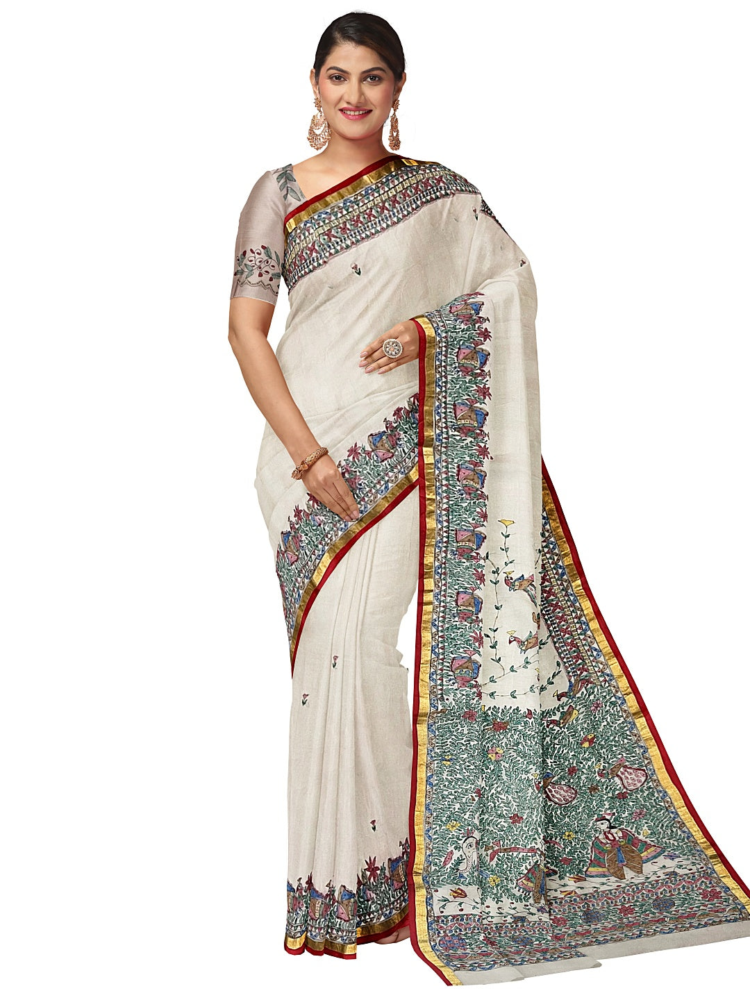 Madhubani Doli ka Haar on Organza Saree