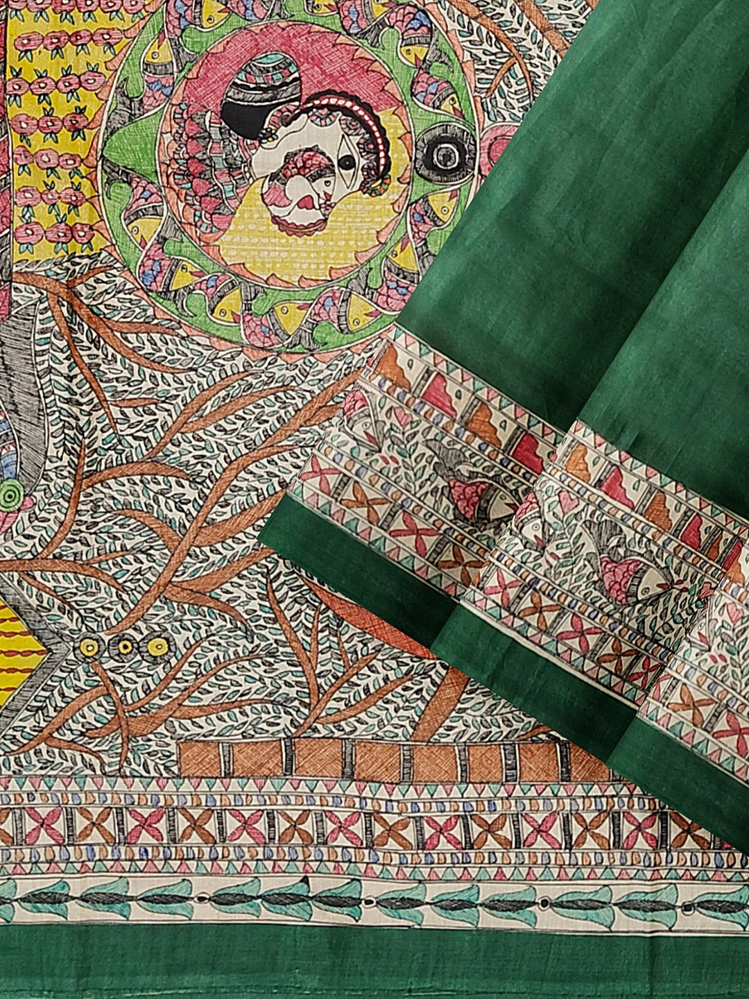 Hand-Painted Madhubani: Ram & Sita Ji at Valmiki Ashram – A Divine Tale on Tussar Munga Silk