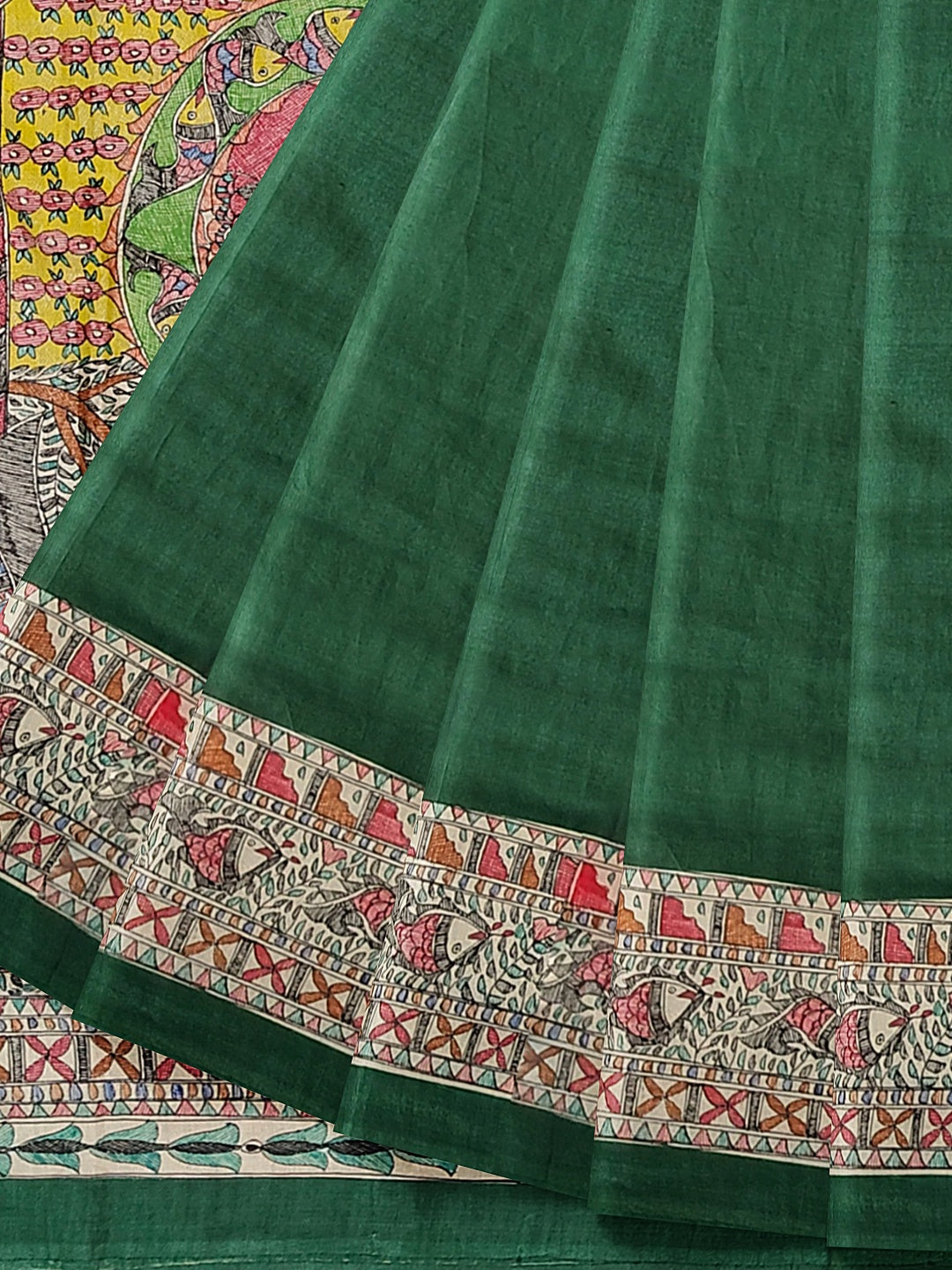 Hand-Painted Madhubani: Ram & Sita Ji at Valmiki Ashram – A Divine Tale on Tussar Munga Silk