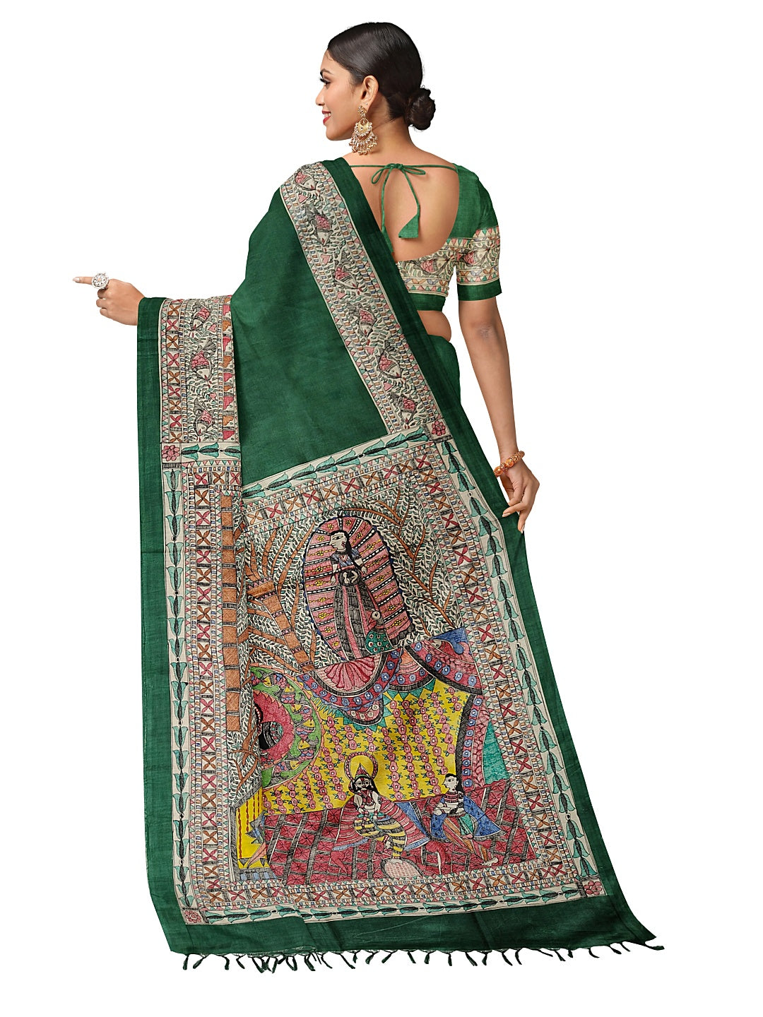 Hand-Painted Madhubani: Ram & Sita Ji at Valmiki Ashram – A Divine Tale on Tussar Munga Silk