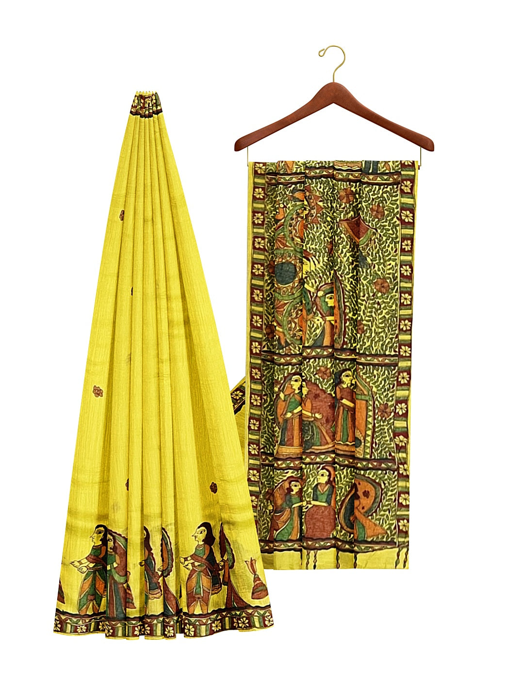 Handpainted Mithila Vivah Saree on Tussar Munga Silk