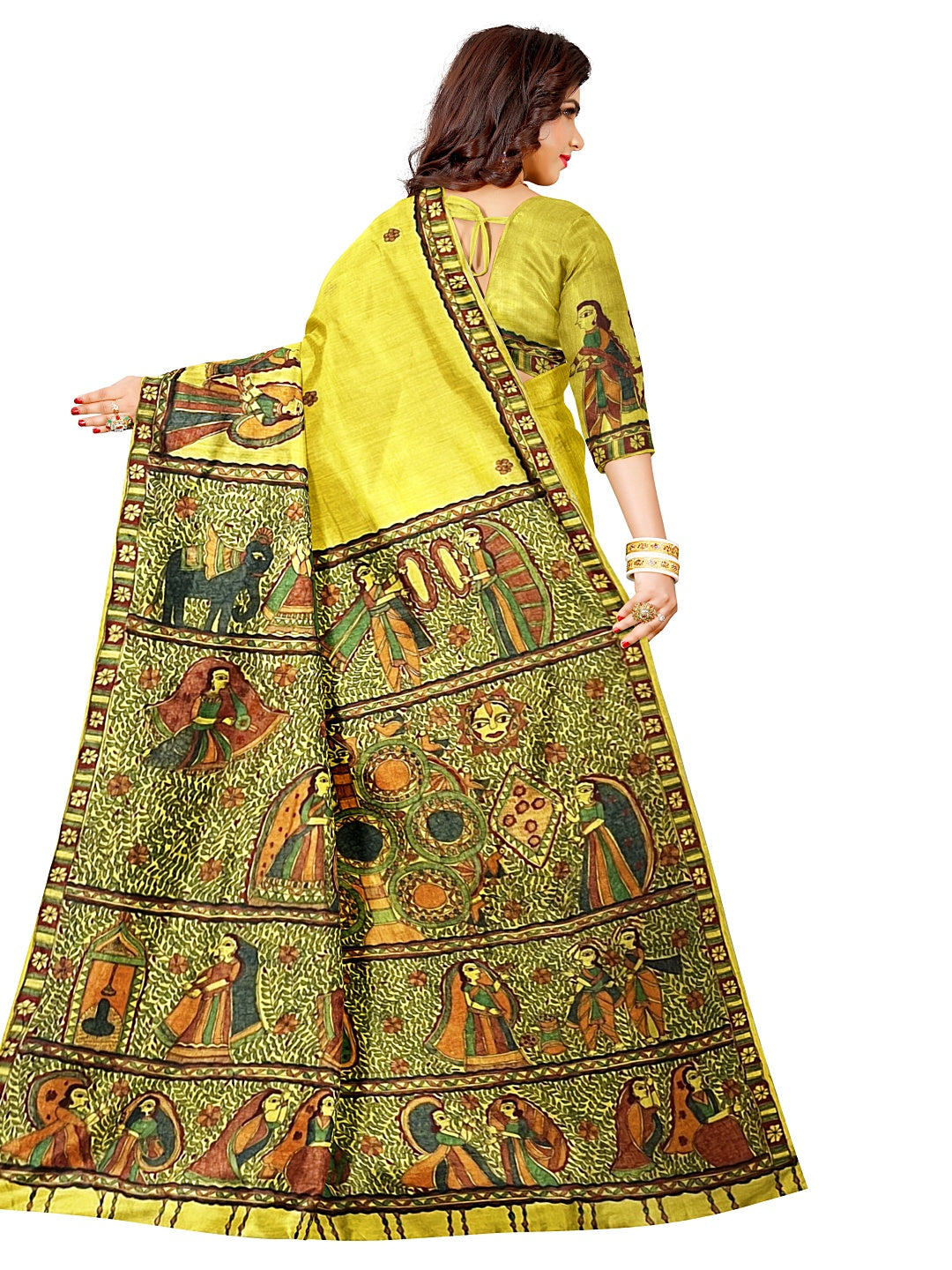 Handpainted Mithila Vivah Saree on Tussar Munga Silk