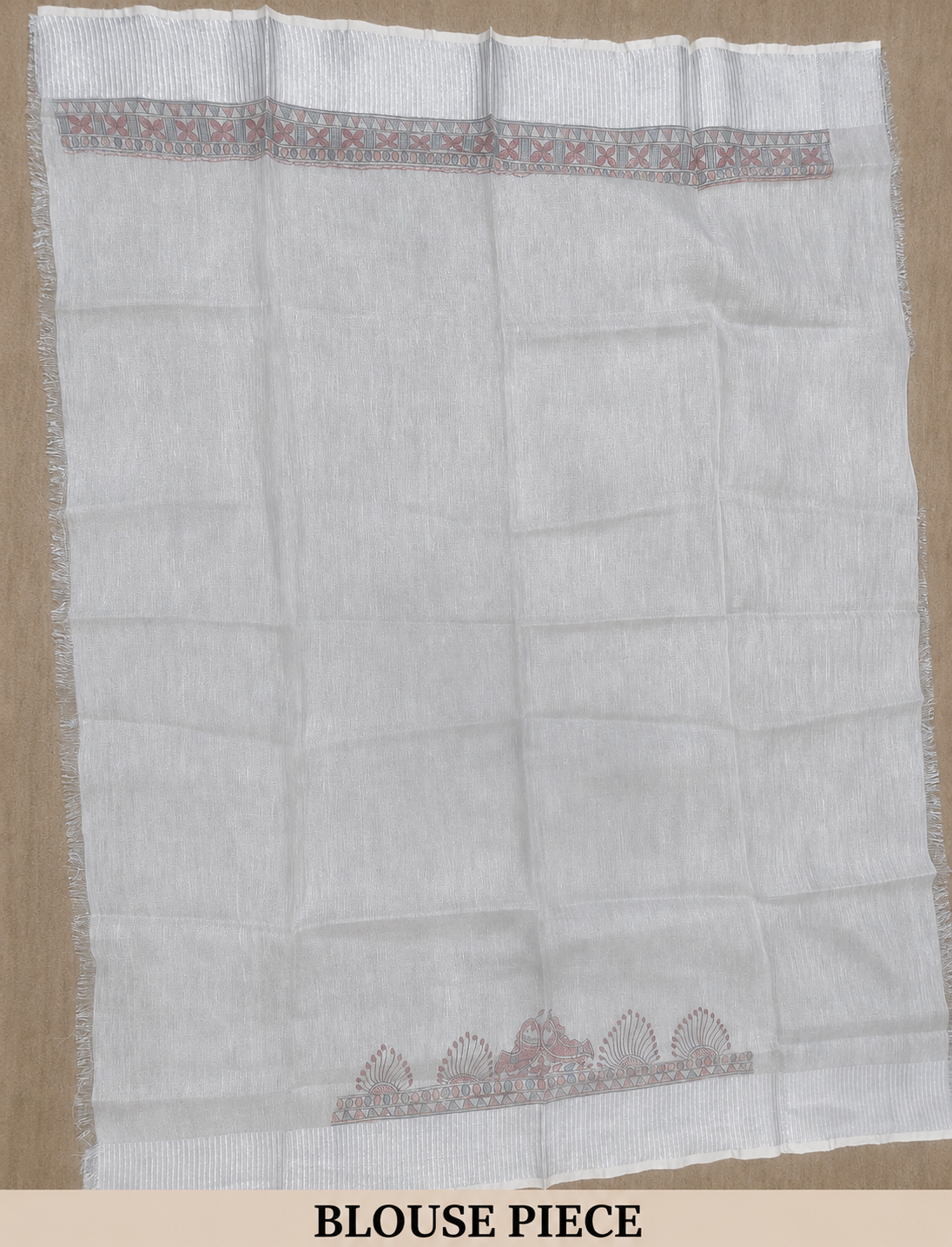 Hand-painted Sky Blue Tissue Linen Madhubani Saree with Fish Motifs & Mandala Pallu