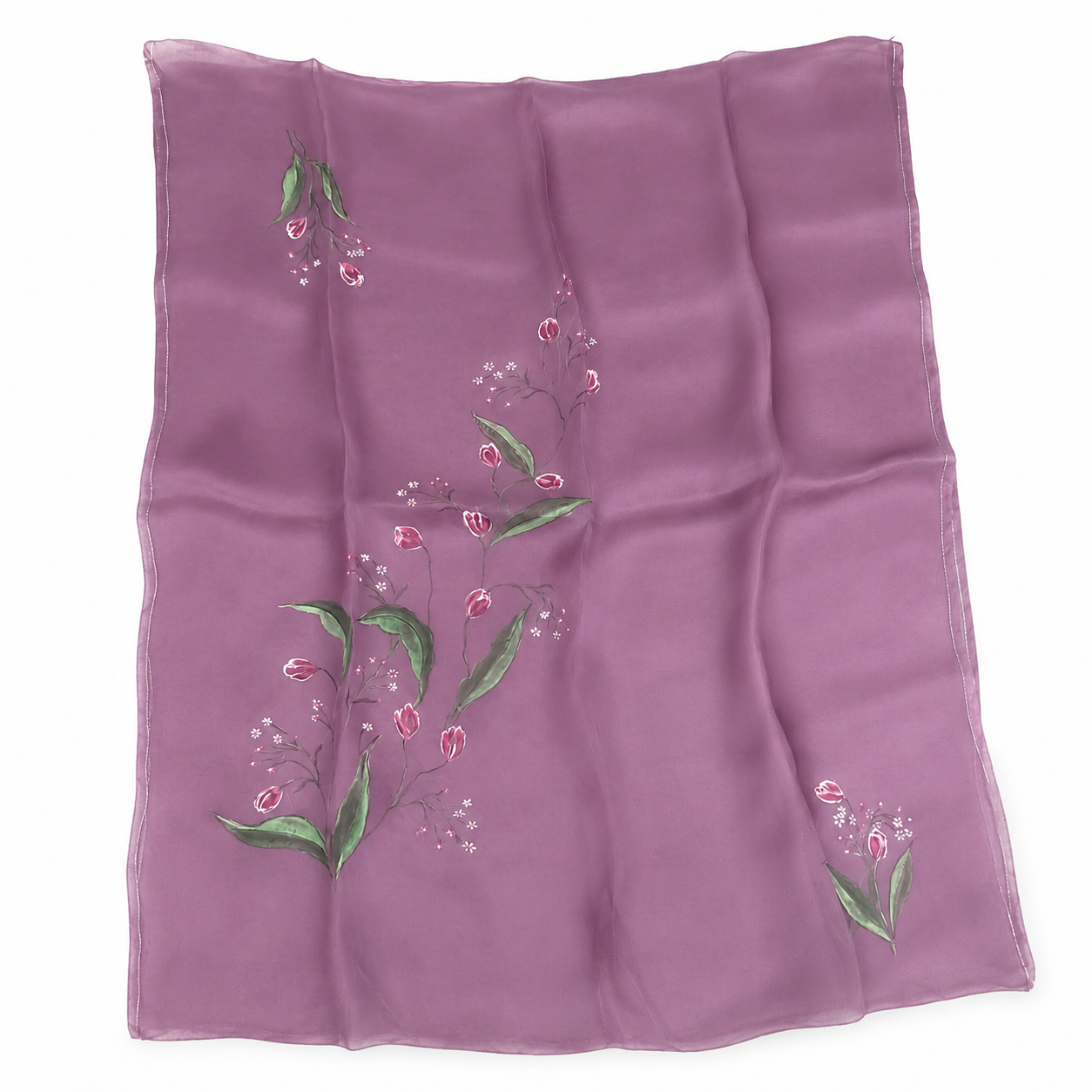 Handpainted Unstitched Organza Suit Set with Floral Fabric Painting, Peacock-Inspired Artwork and Boutique Dupatta Elegance