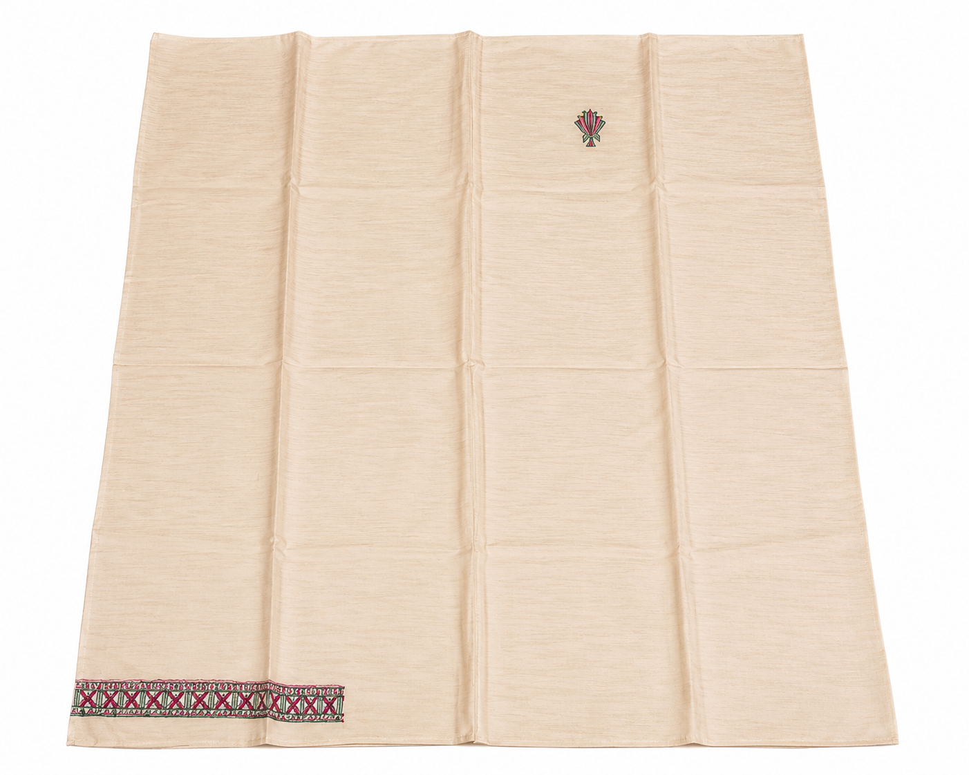 Hand Painted Madhubani Tussar Munga Silk Suit Set with Boutique Work, Traditional Mithila Panel Art and Pink Fish-Inspired Illustrations Dupatta