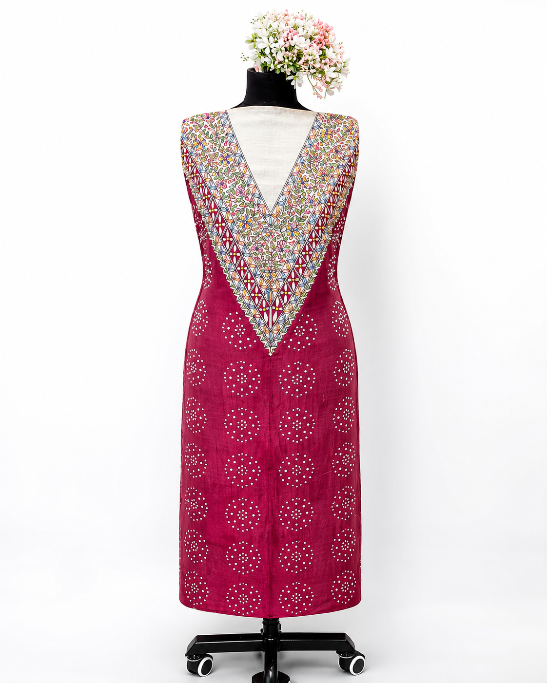 Unstitched Hand-Painted Elegant Madhubani Print Tussar Munga Silk Suit Set with Designer Dupatta