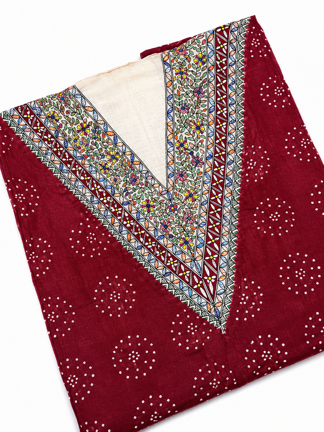 Unstitched Hand-Painted Elegant Madhubani Print Tussar Munga Silk Suit Set with Designer Dupatta