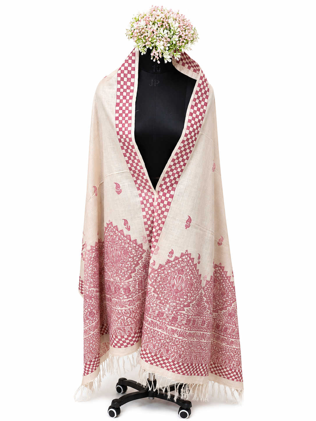 Hand-painted Heritage Buti on Desi Tussar Silk Dupatta